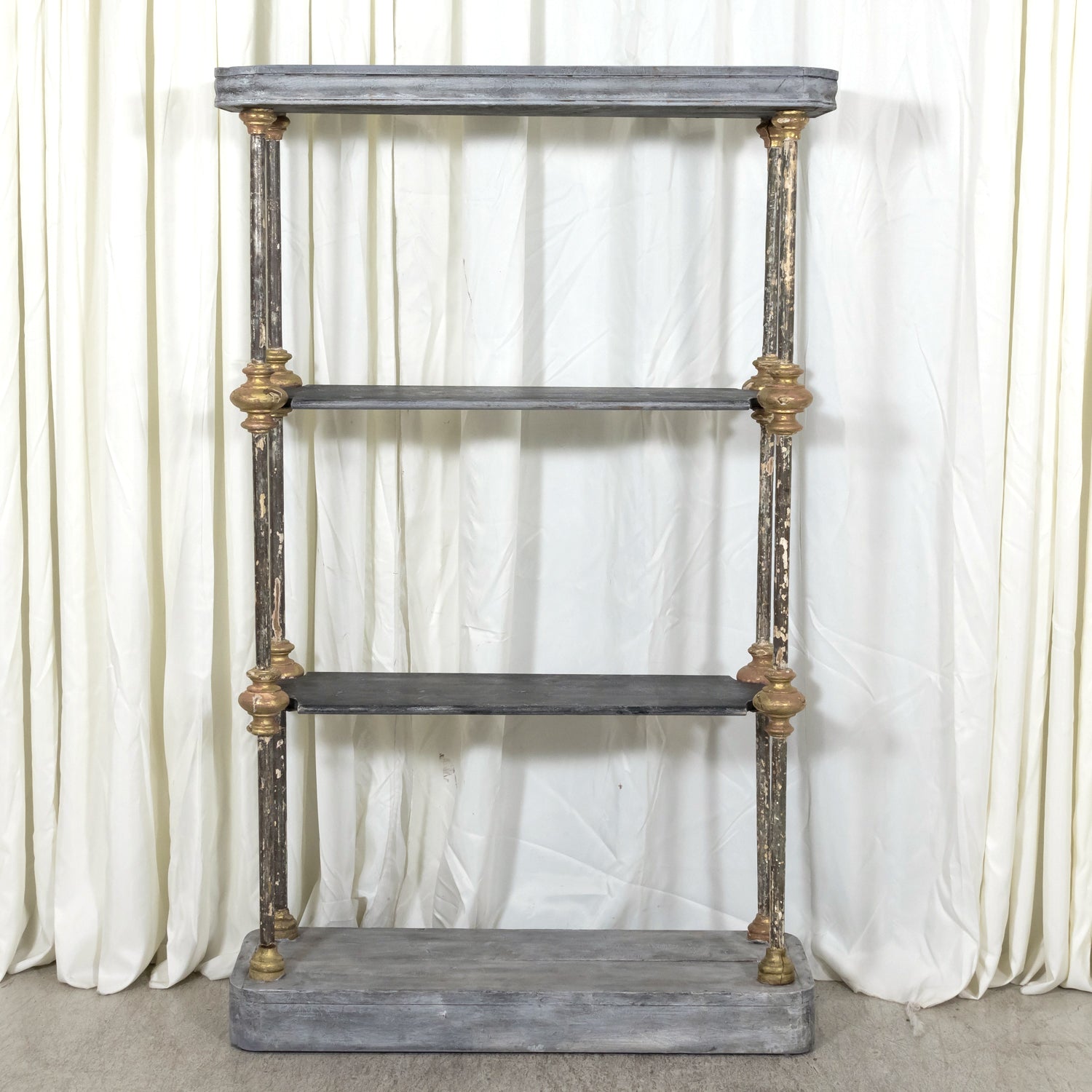 Bespoke French Industrial Artist's Shelf or Étagère with 19th Century Giltwood Fragments
