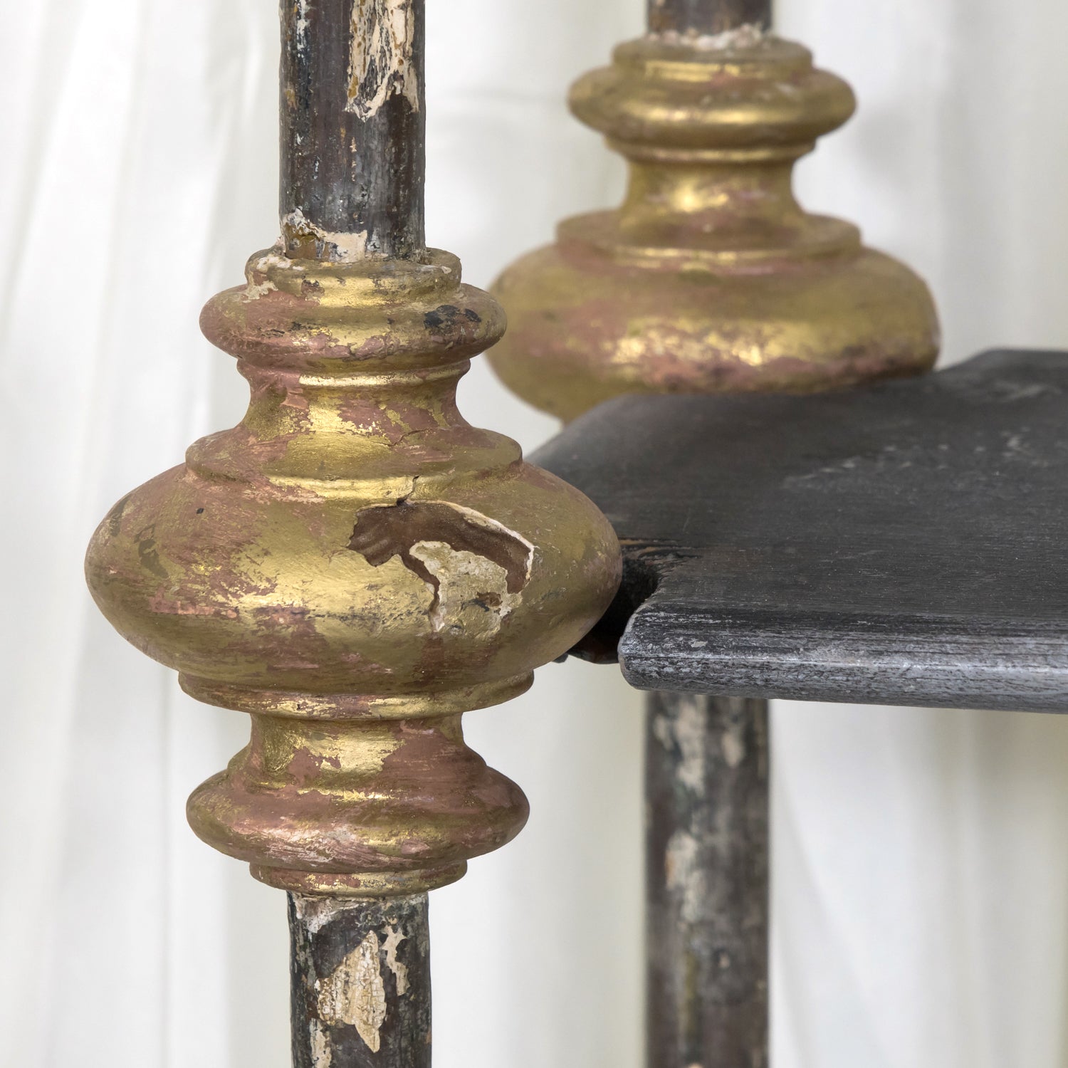 Bespoke French Industrial Artist's Shelf or Étagère with 19th Century Giltwood Fragments