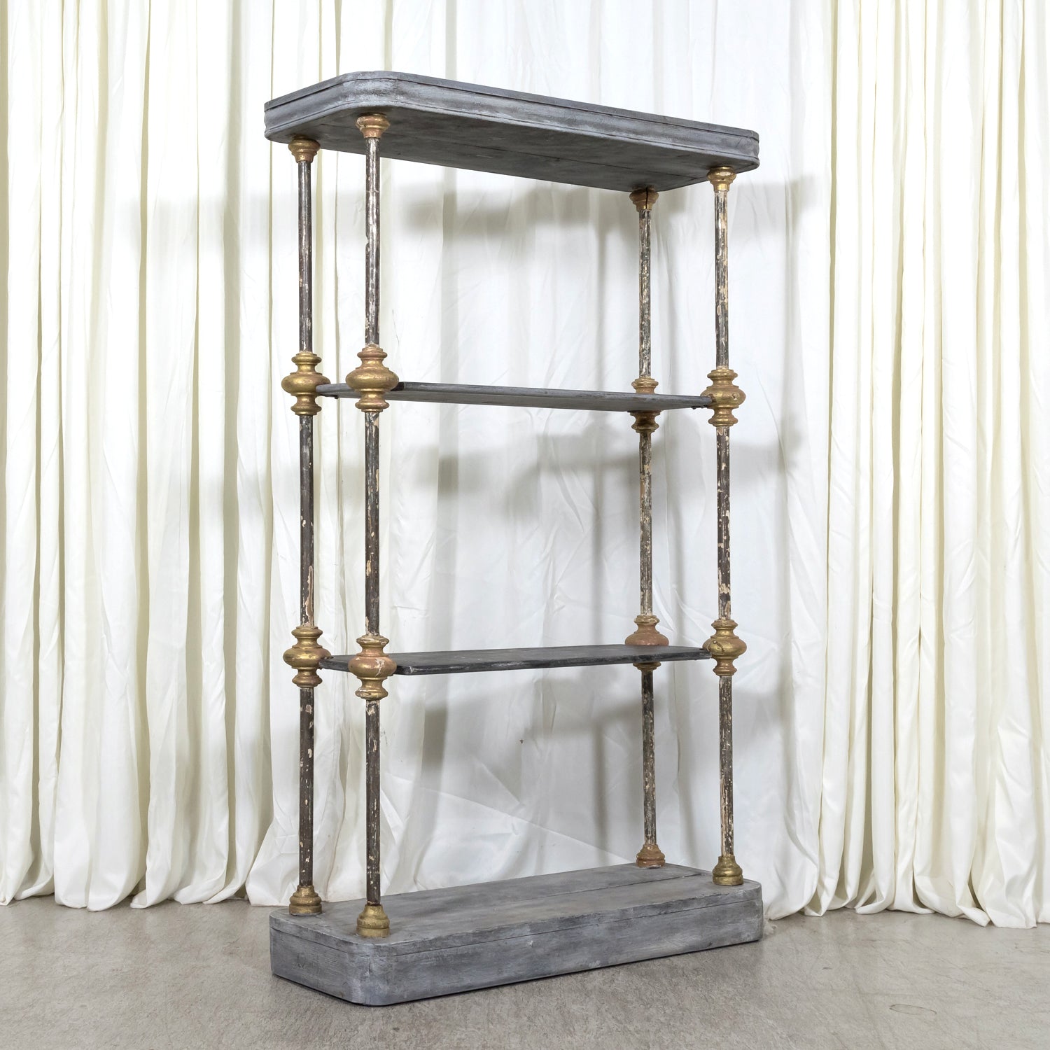 Bespoke French Industrial Artist's Shelf or Étagère with 19th Century Giltwood Fragments
