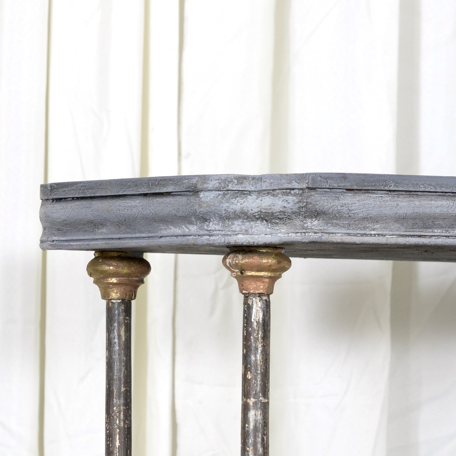 Bespoke French Industrial Artist's Shelf or Étagère with 19th Century Giltwood Fragments