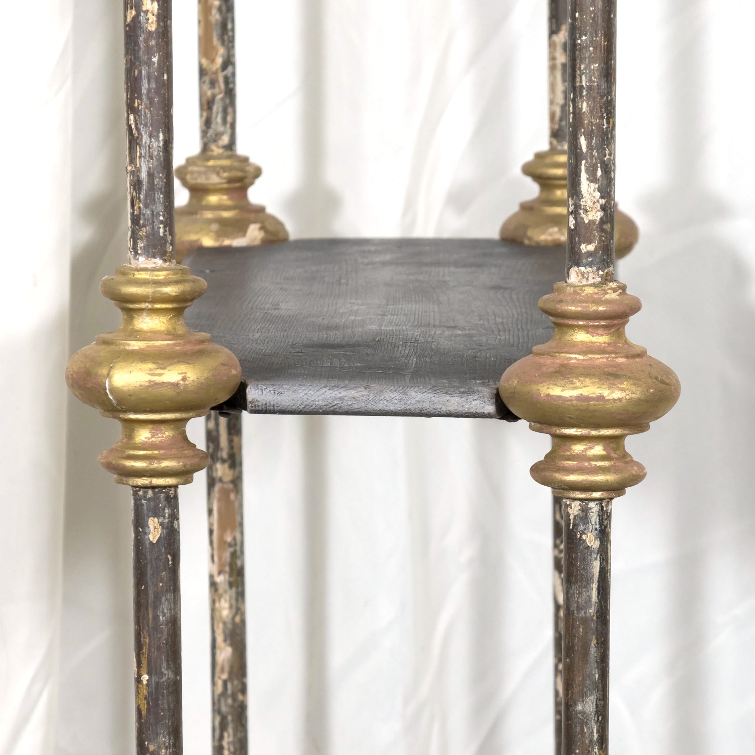 Bespoke French Industrial Artist's Shelf or Étagère with 19th Century Giltwood Fragments