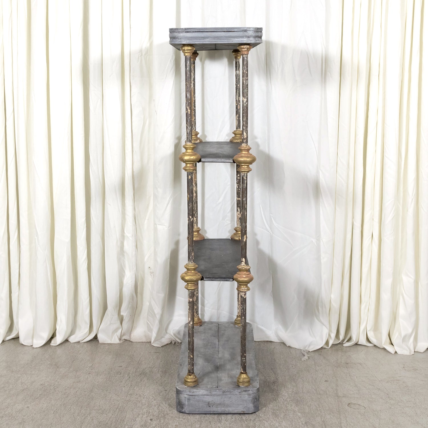 Bespoke French Industrial Artist's Shelf or Étagère with 19th Century Giltwood Fragments