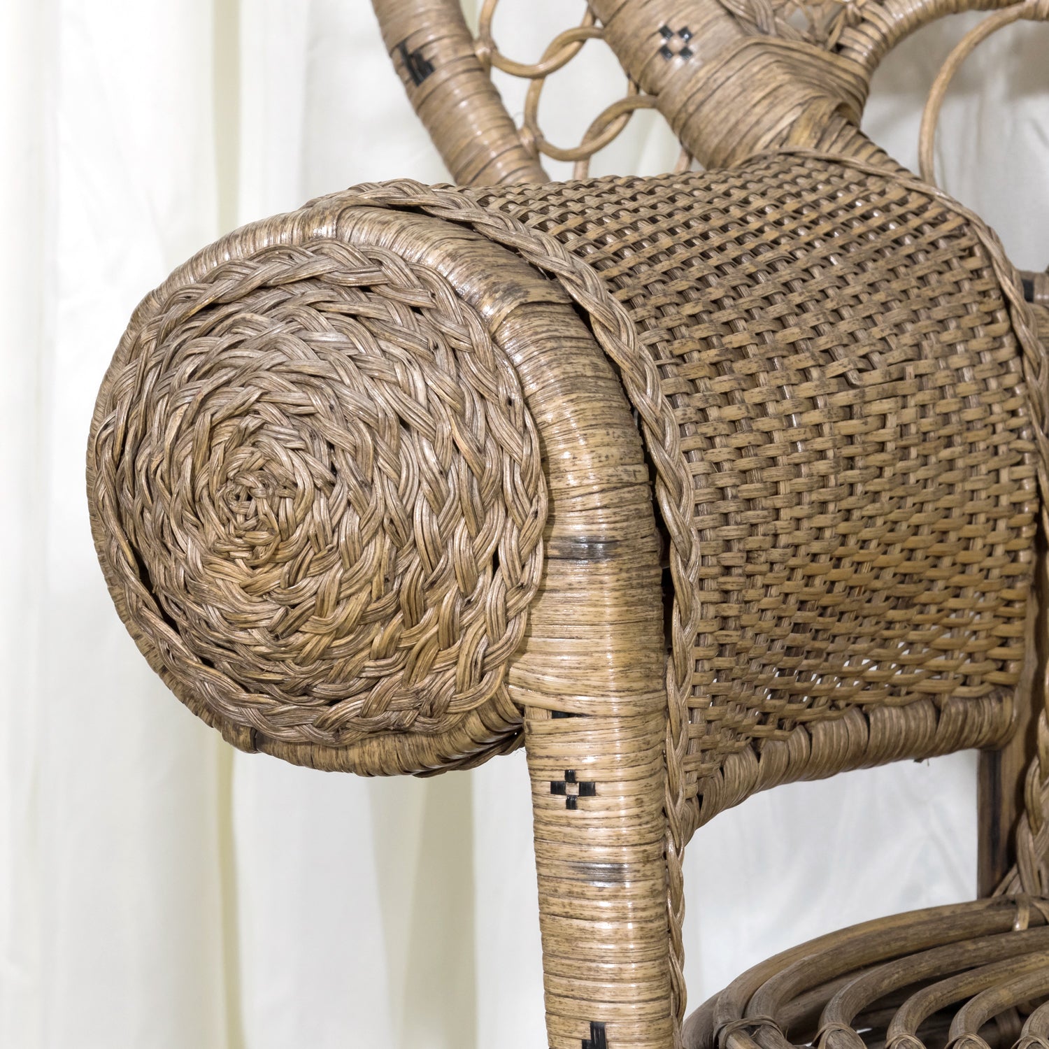 Rare 1930s French Wicker Rattan Emmanuelle Peacock Chair
