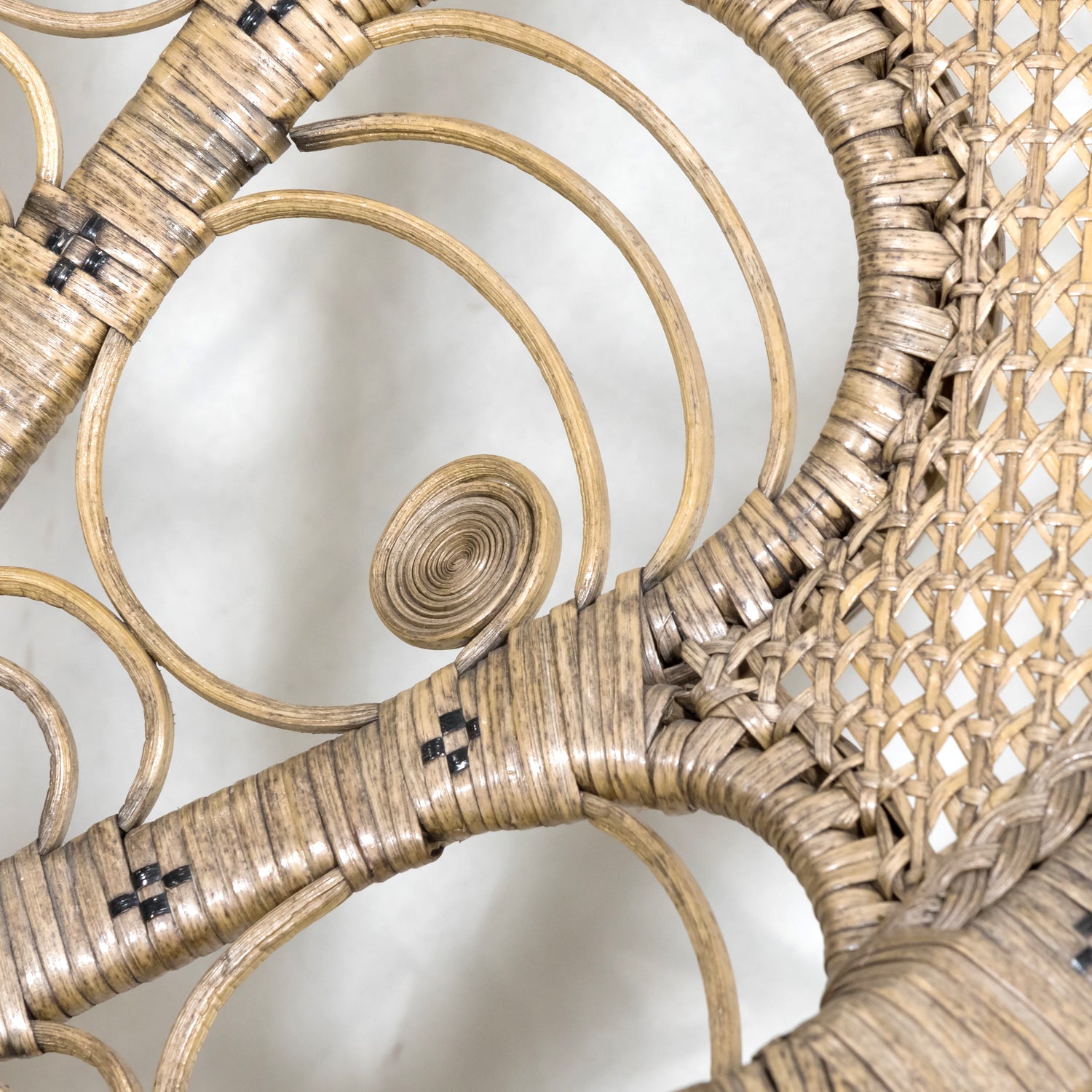 Rare 1930s French Wicker Rattan Emmanuelle Peacock Chair