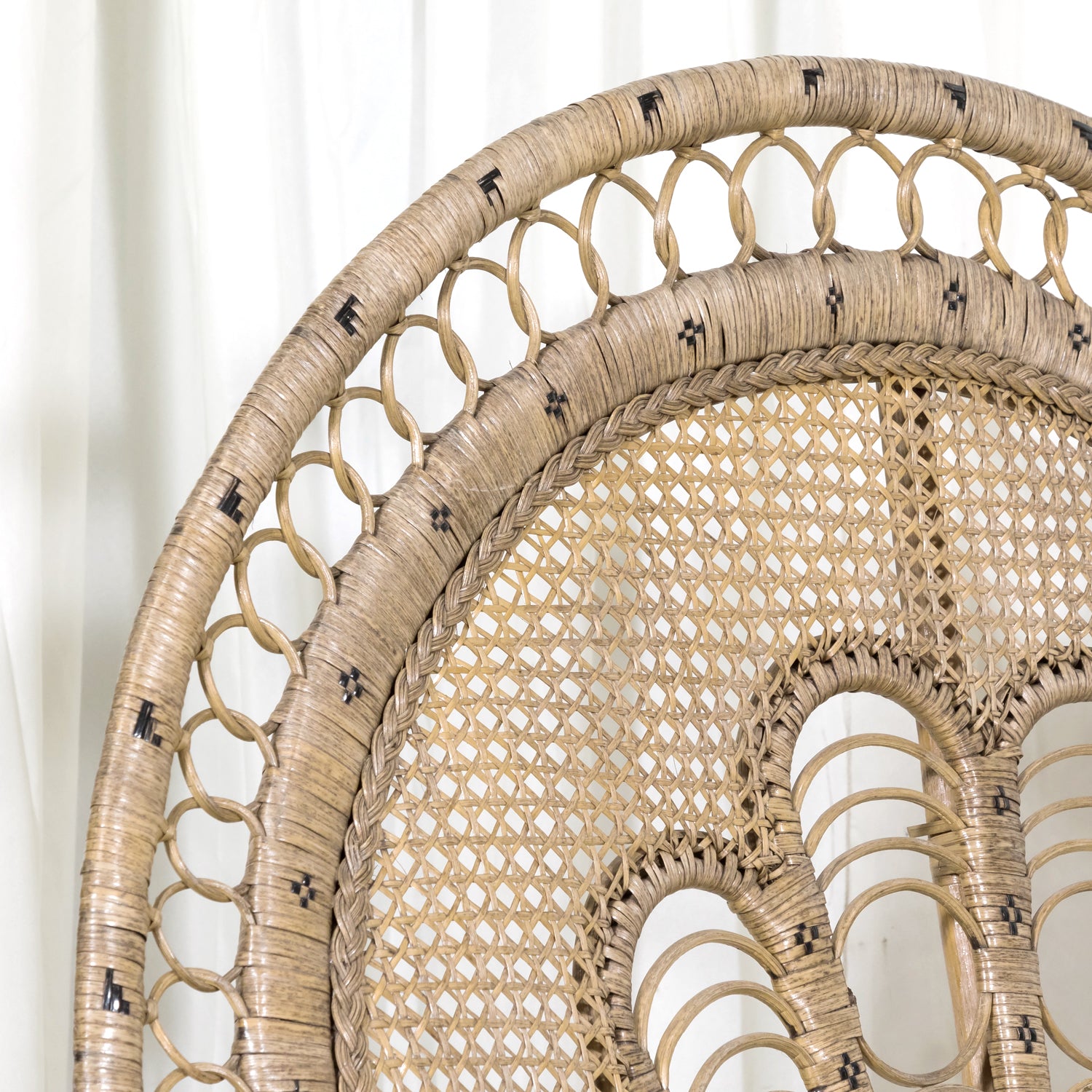 Rare 1930s French Wicker Rattan Emmanuelle Peacock Chair