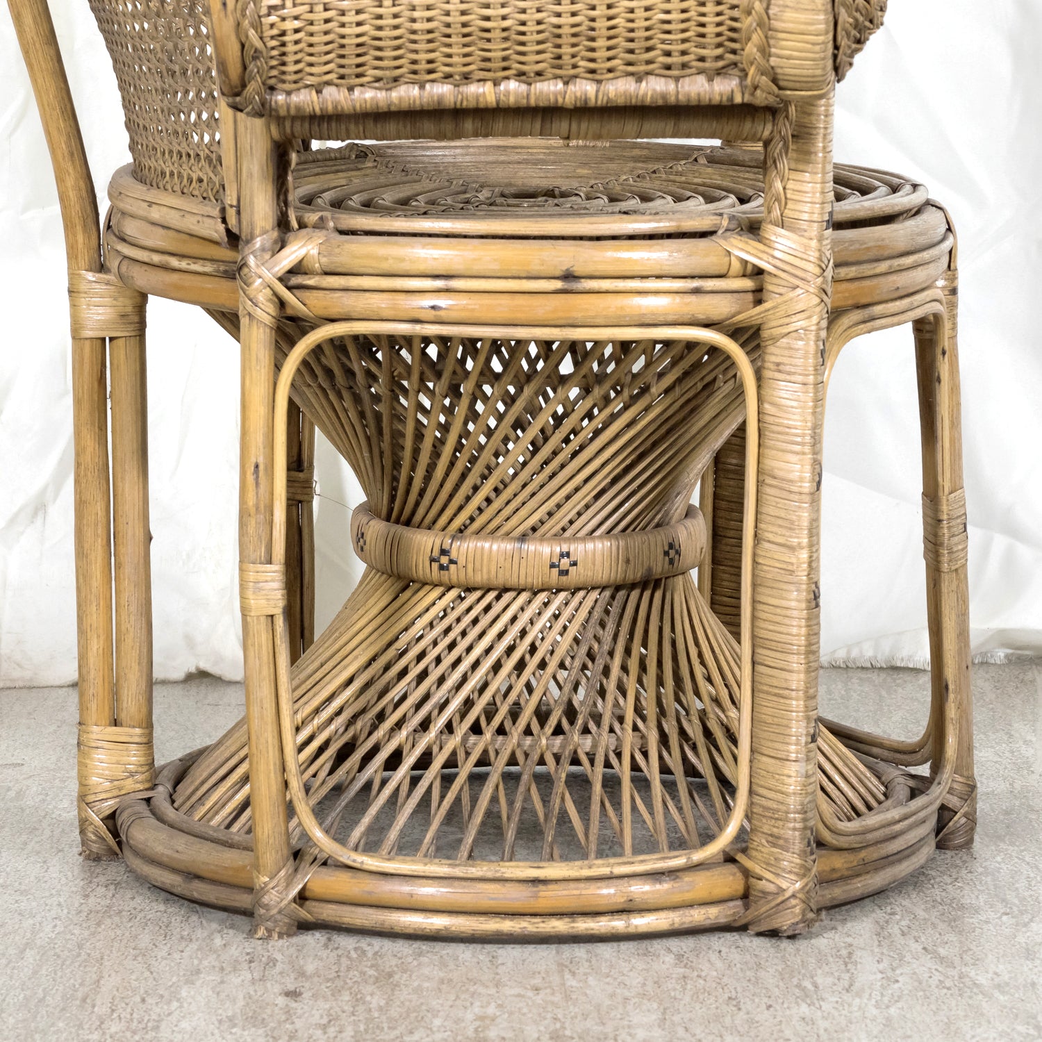 Rare 1930s French Wicker Rattan Emmanuelle Peacock Chair