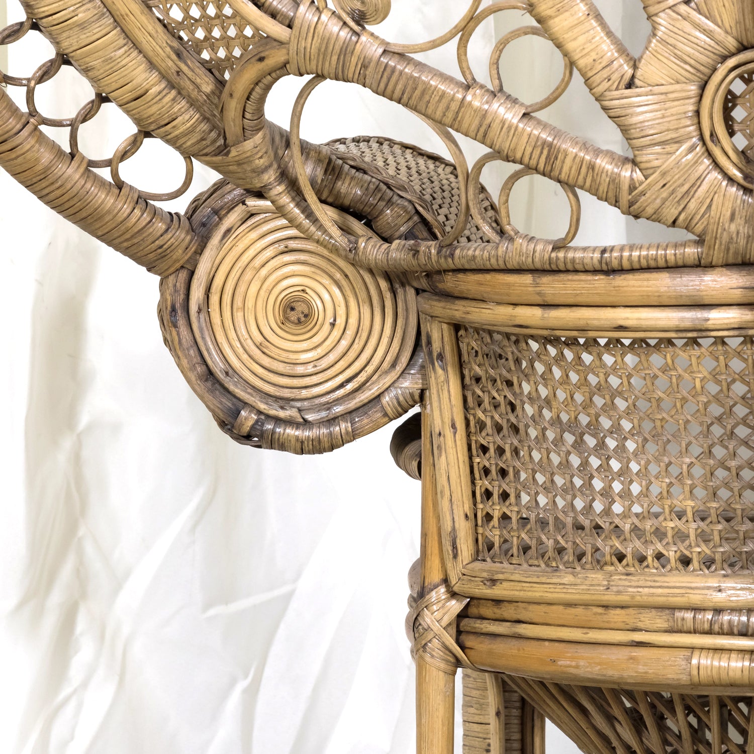 Rare 1930s French Wicker Rattan Emmanuelle Peacock Chair