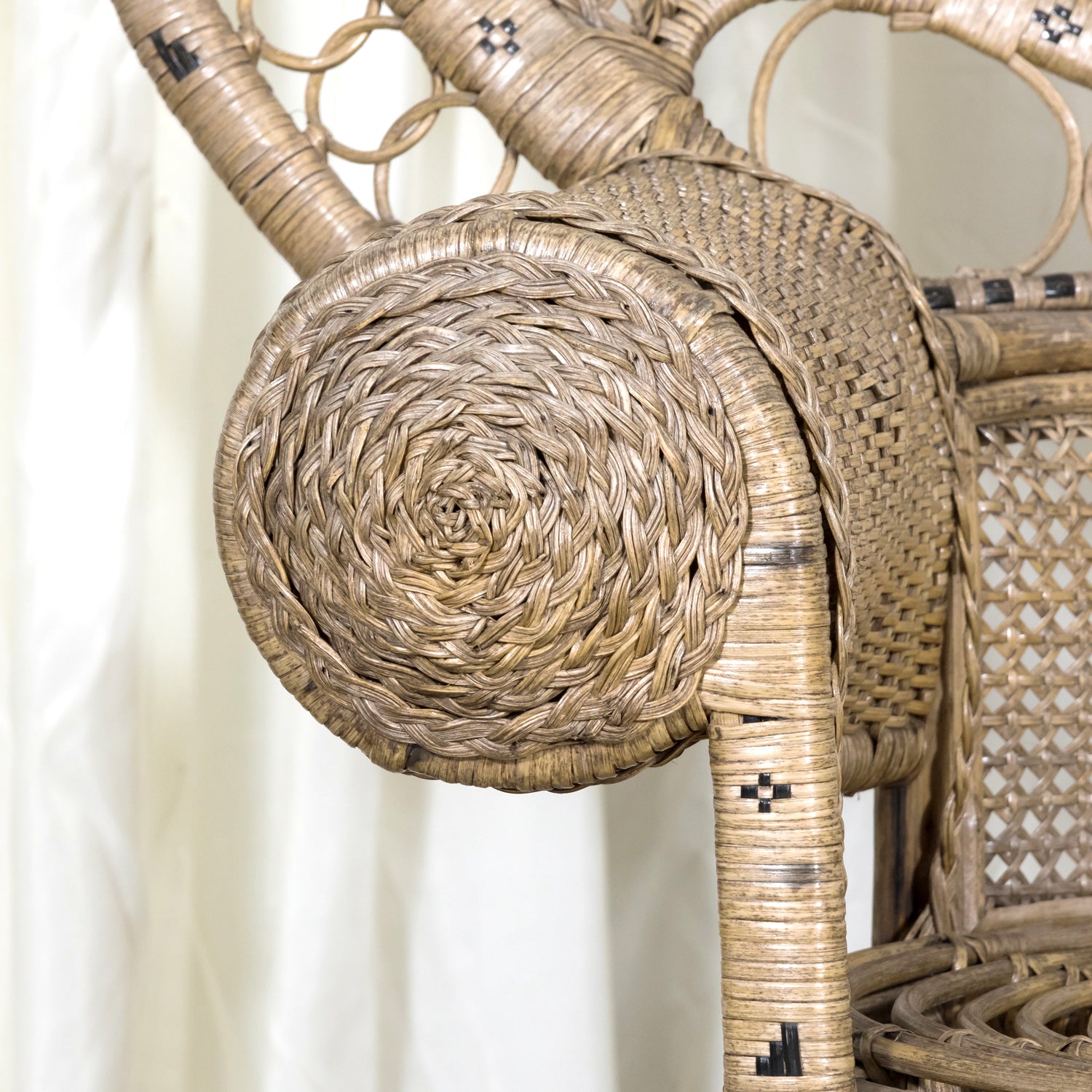 Rare 1930s French Wicker Rattan Emmanuelle Peacock Chair