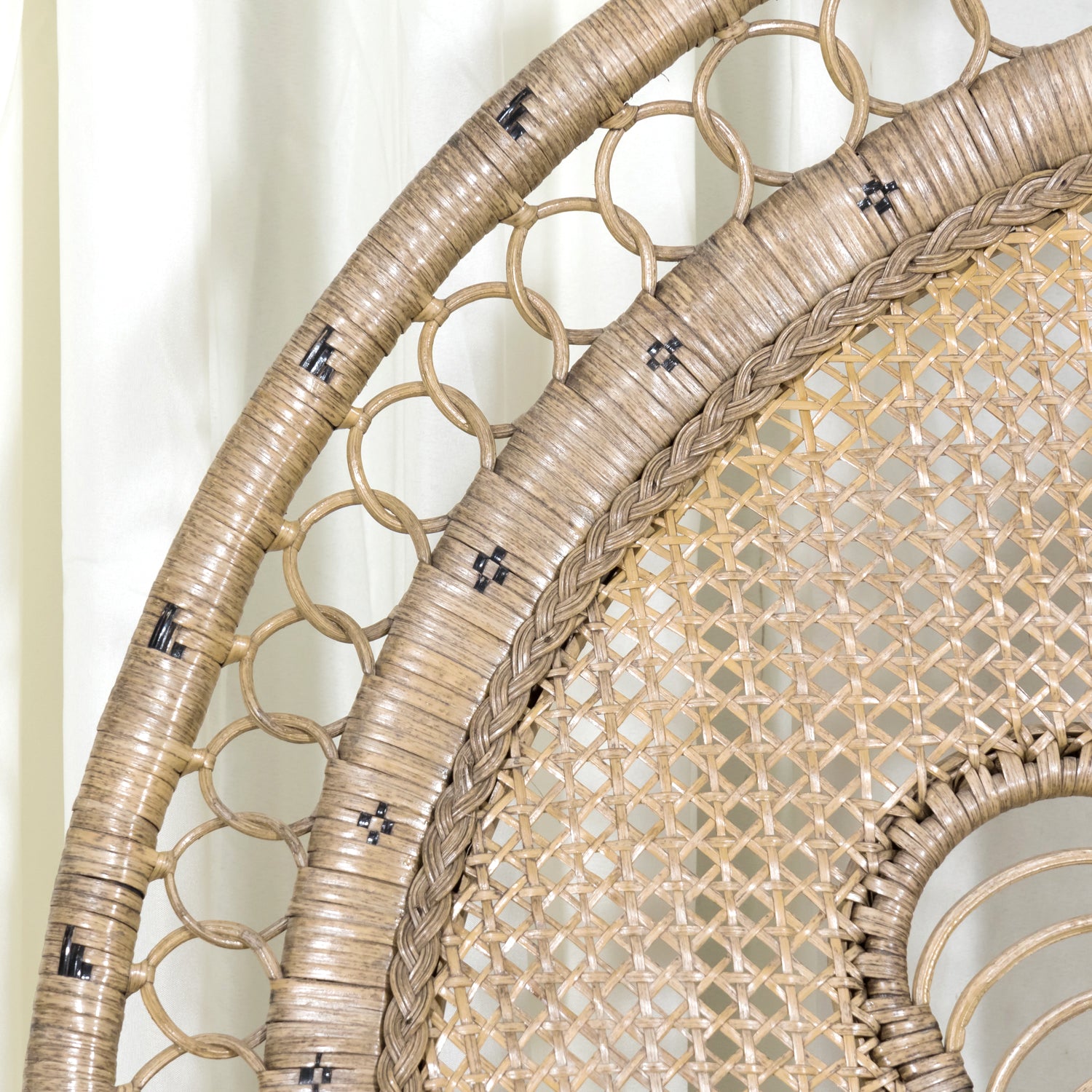 Rare 1930s French Wicker Rattan Emmanuelle Peacock Chair