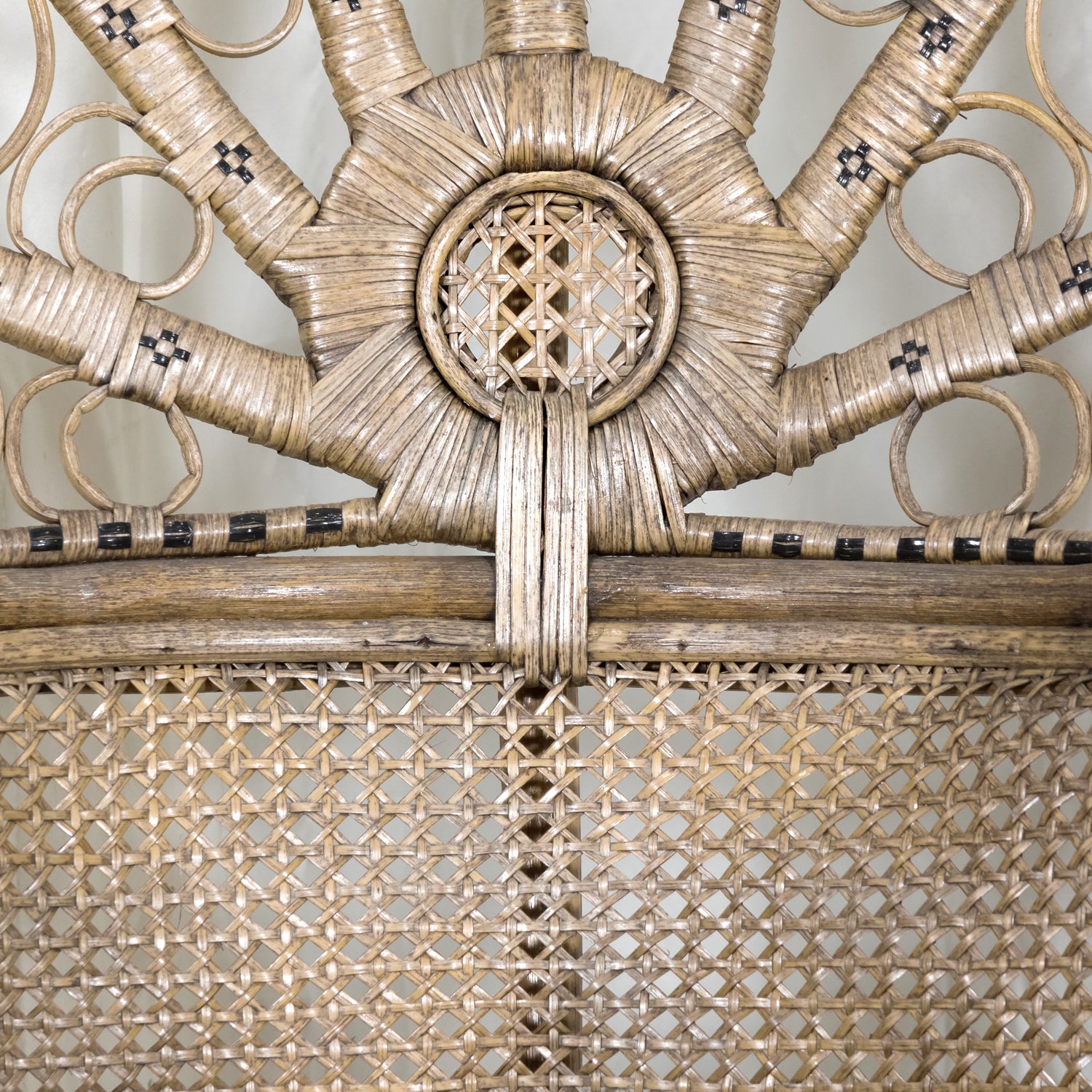 Rare 1930s French Wicker Rattan Emmanuelle Peacock Chair