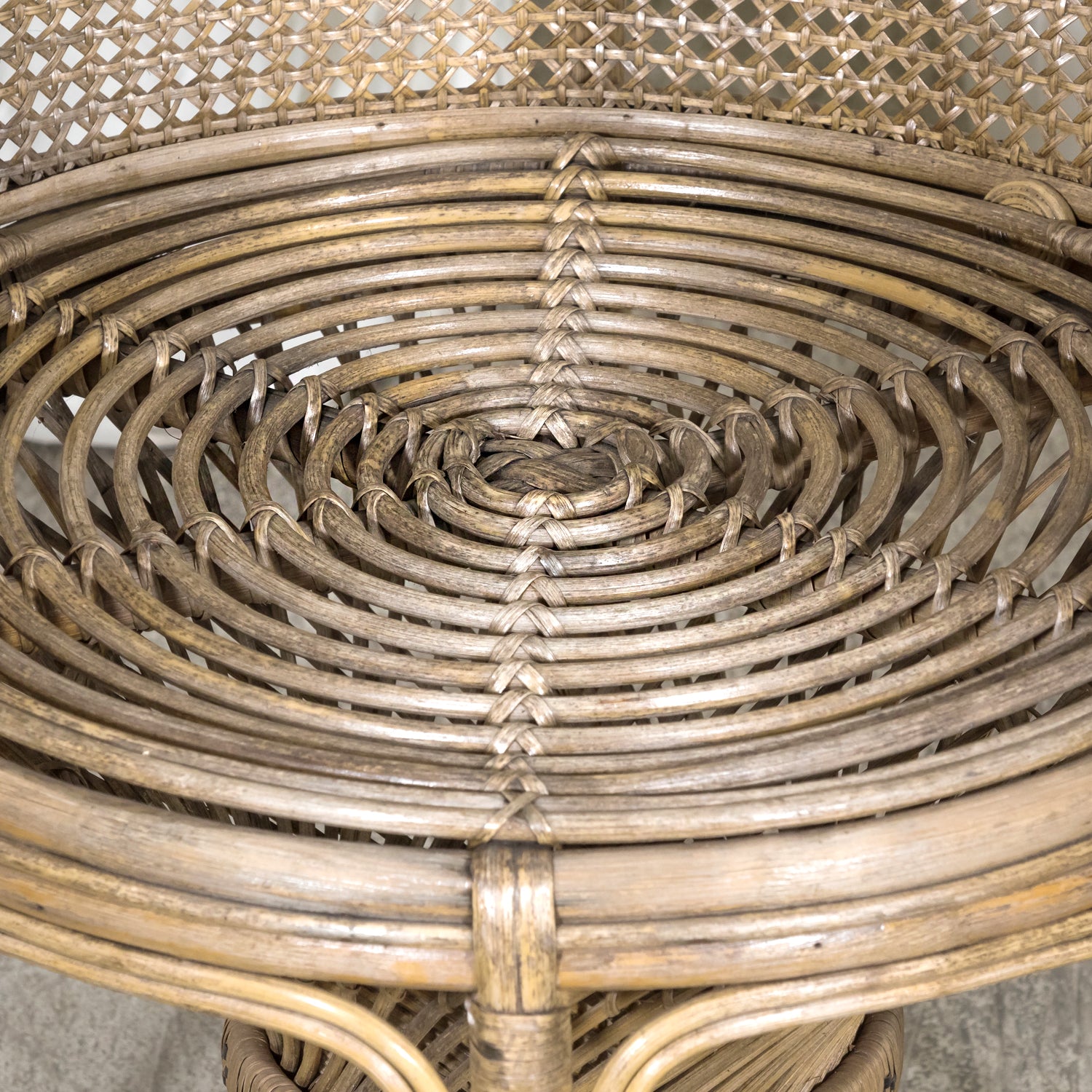 Rare 1930s French Wicker Rattan Emmanuelle Peacock Chair