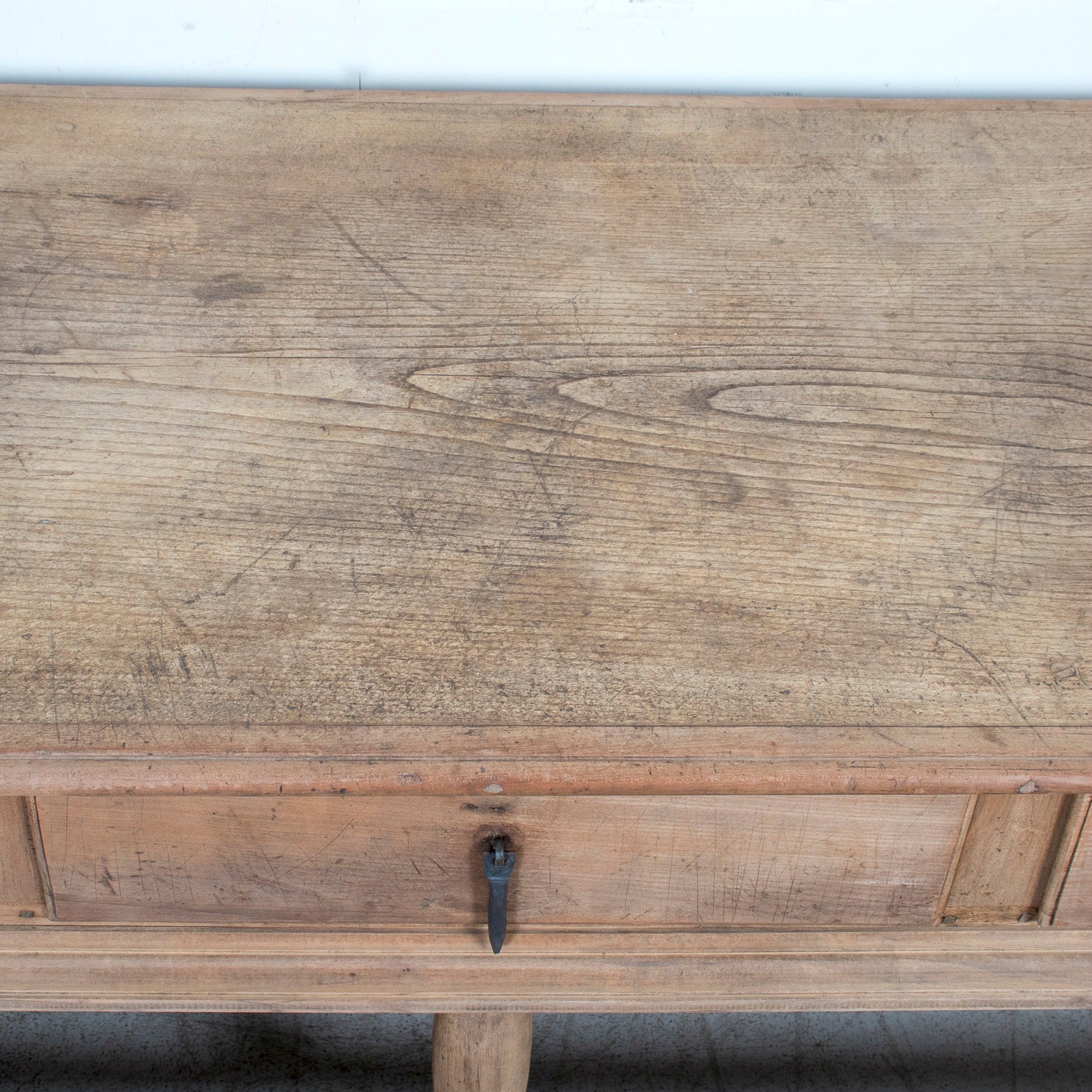 Large 19th Century Bleached Oak Spanish Island or Work Table with Three Drawers