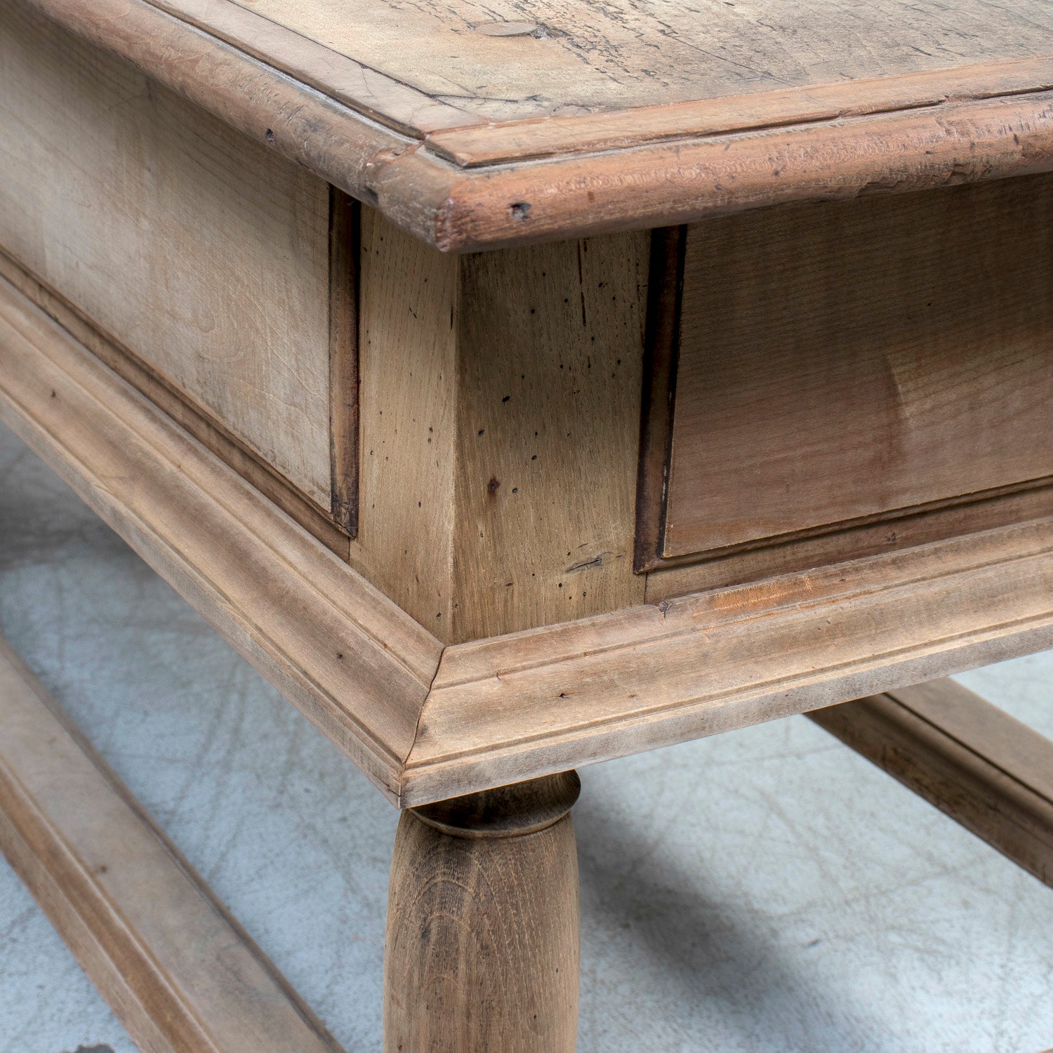 Large 19th Century Bleached Oak Spanish Island or Work Table with Three Drawers