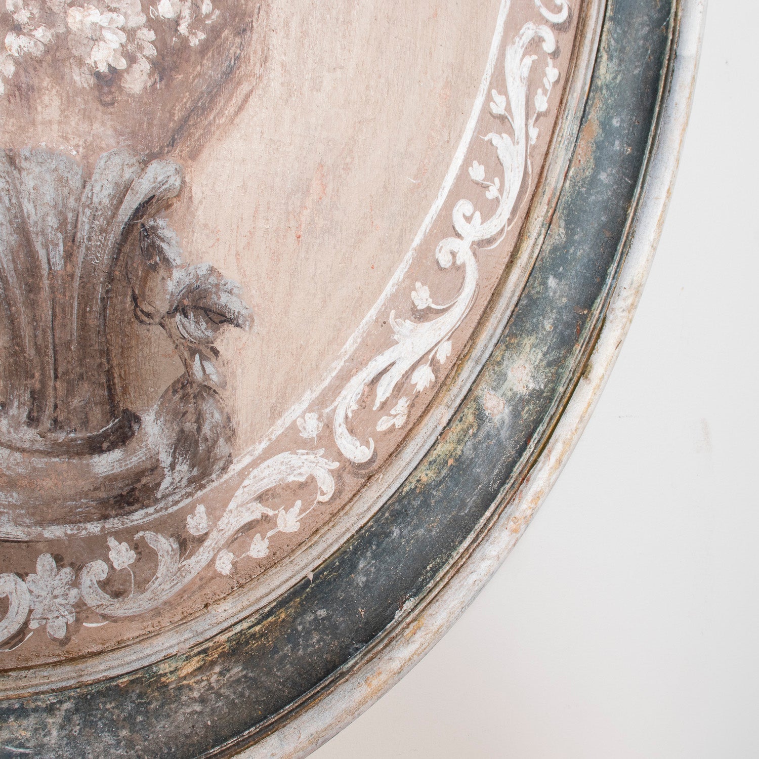 Large Pair of Italian Hand Painted Floral Still Lifes in Carved Painted Oval Frames