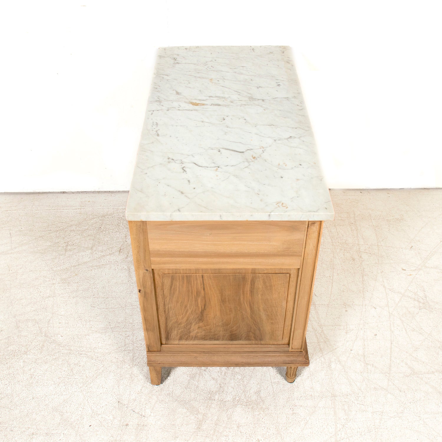 Early 20th Century French Louis XVI Style Bleached Walnut Four-Drawer Commode with Carrara Marble Top