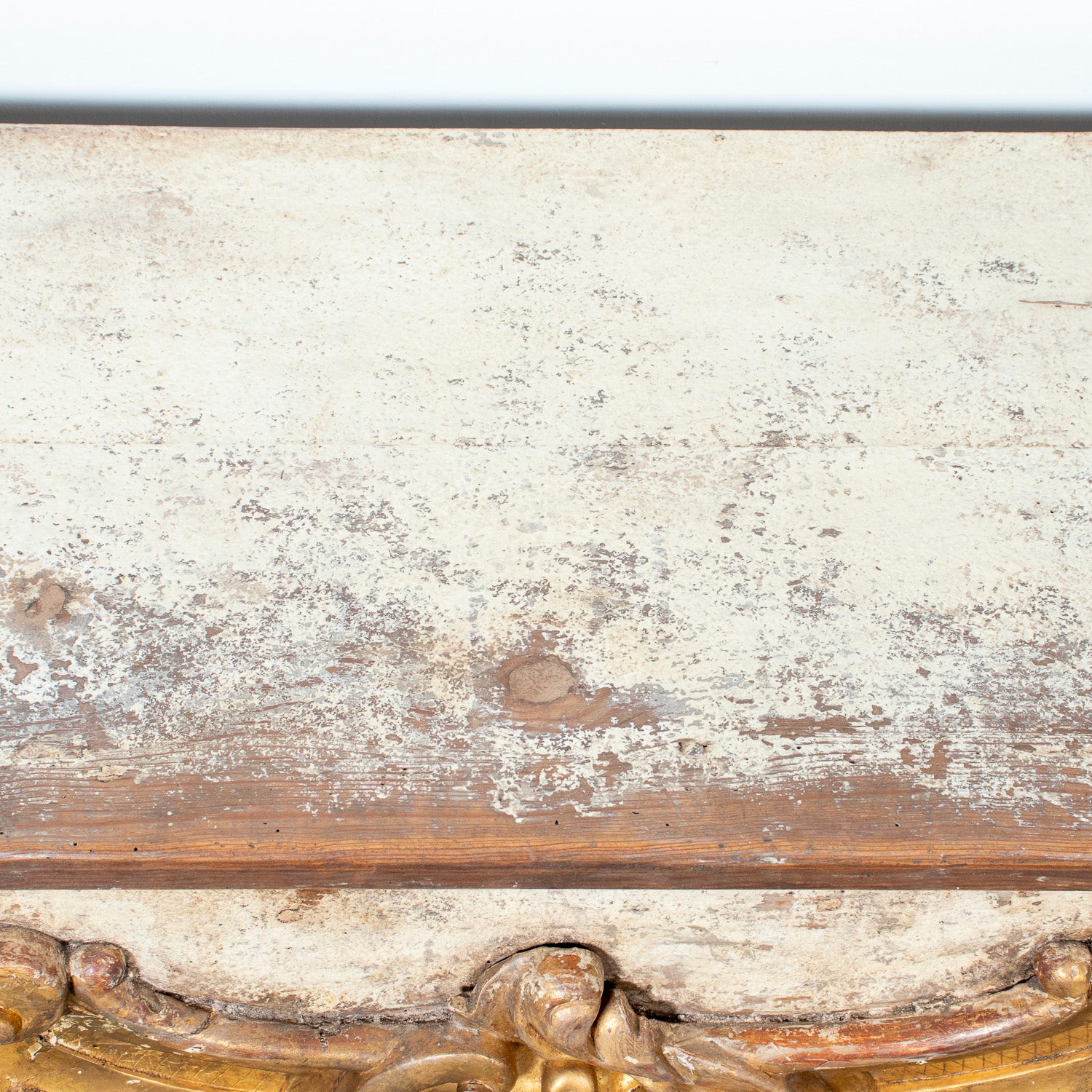 Custom Made French Louis XV Style Painted Rococo Wall Console with 18th-Century Giltwood Pelmet