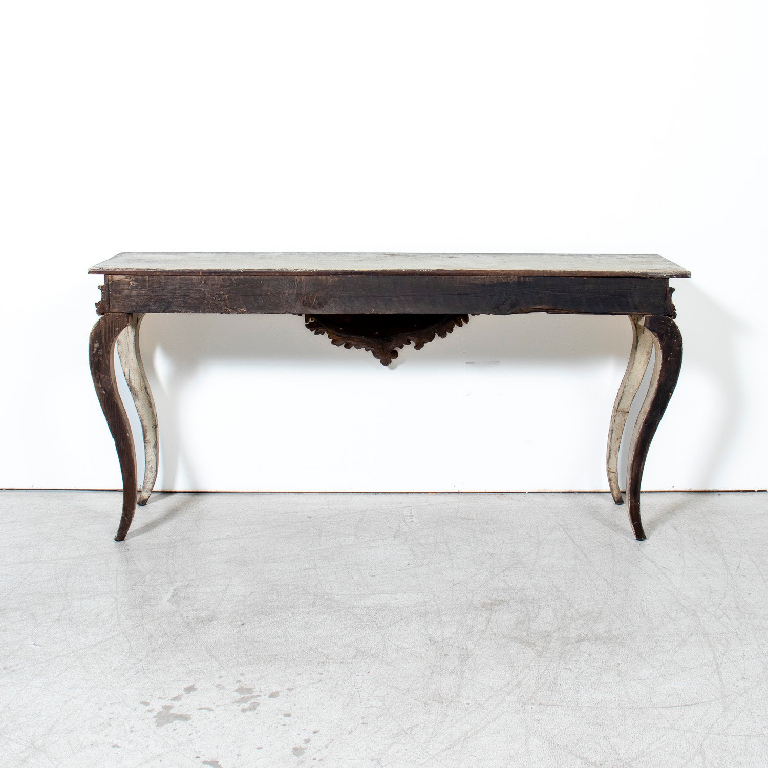 Custom Made French Louis XV Style Painted Rococo Wall Console with 18th-Century Giltwood Pelmet