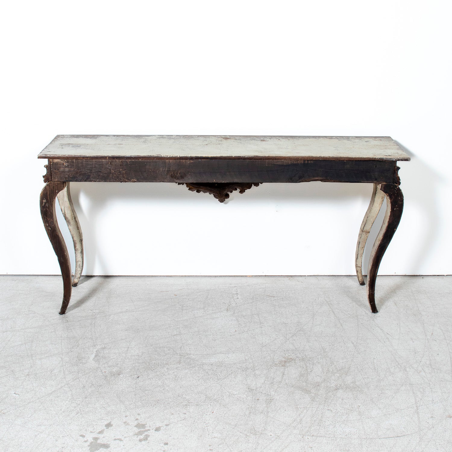 Custom Made French Louis XV Style Painted Rococo Wall Console with 18th-Century Giltwood Pelmet