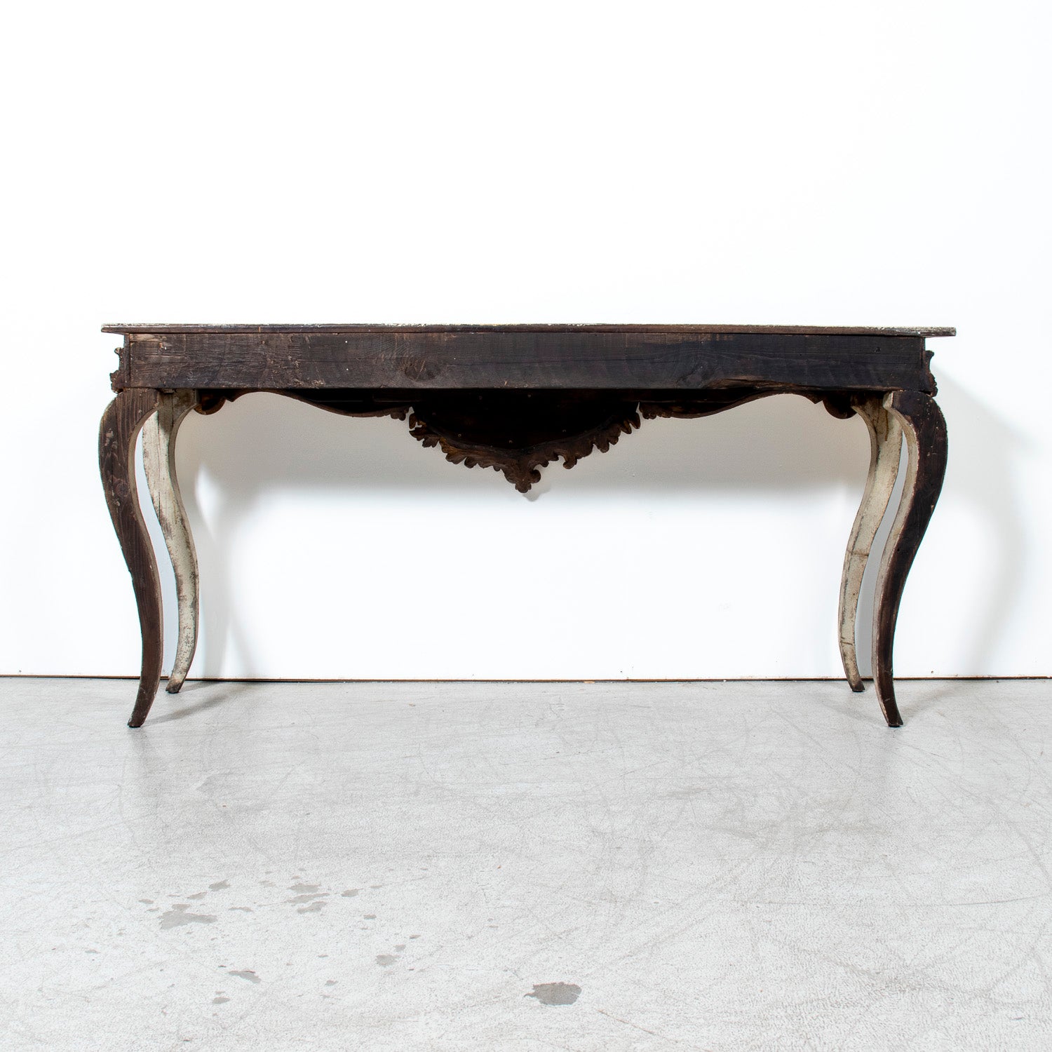 Custom Made French Louis XV Style Painted Rococo Wall Console with 18th-Century Giltwood Pelmet