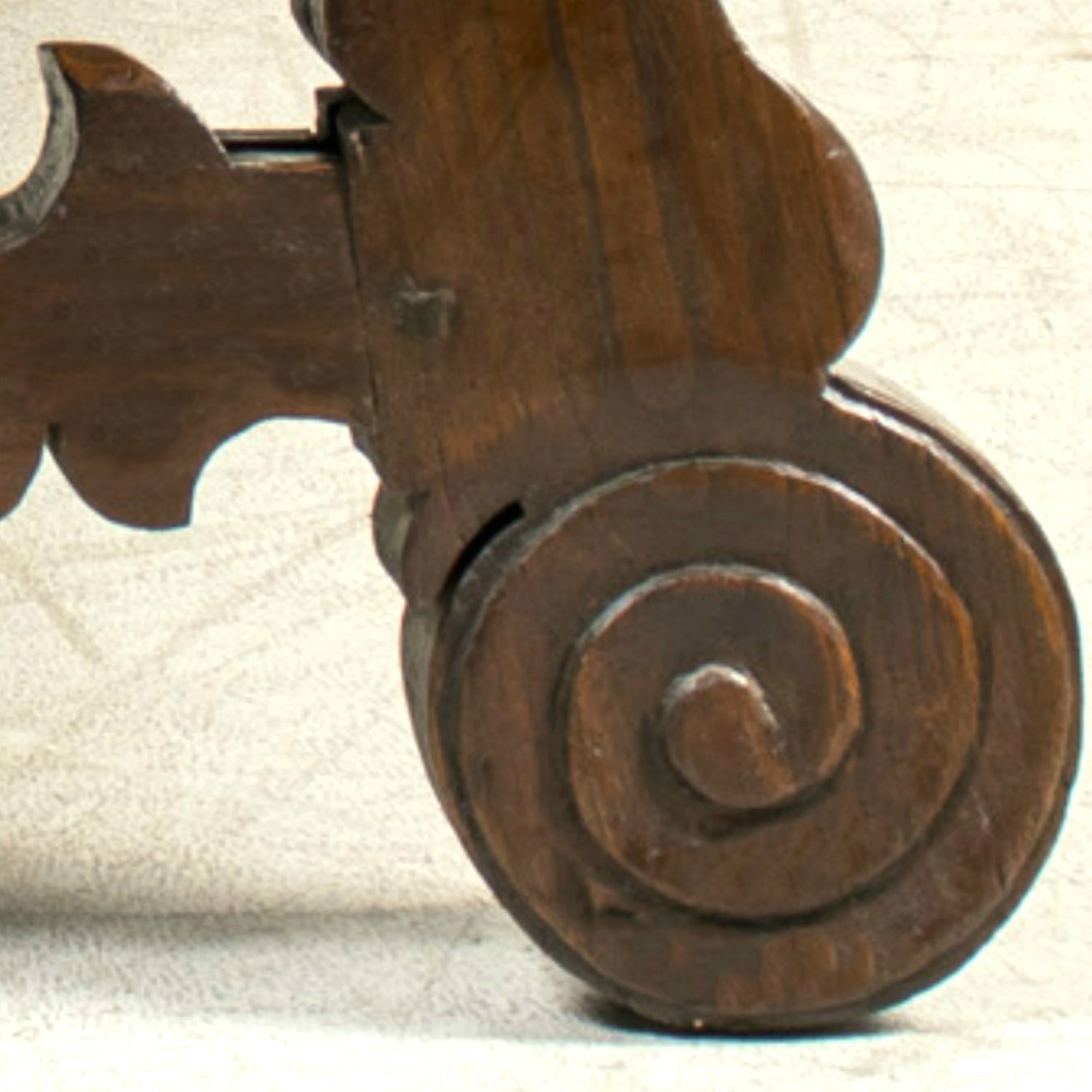 Mid-19th Century Spanish Catalan Carved Oak Dining Trestle Table with Hand Forged Iron Stretcher