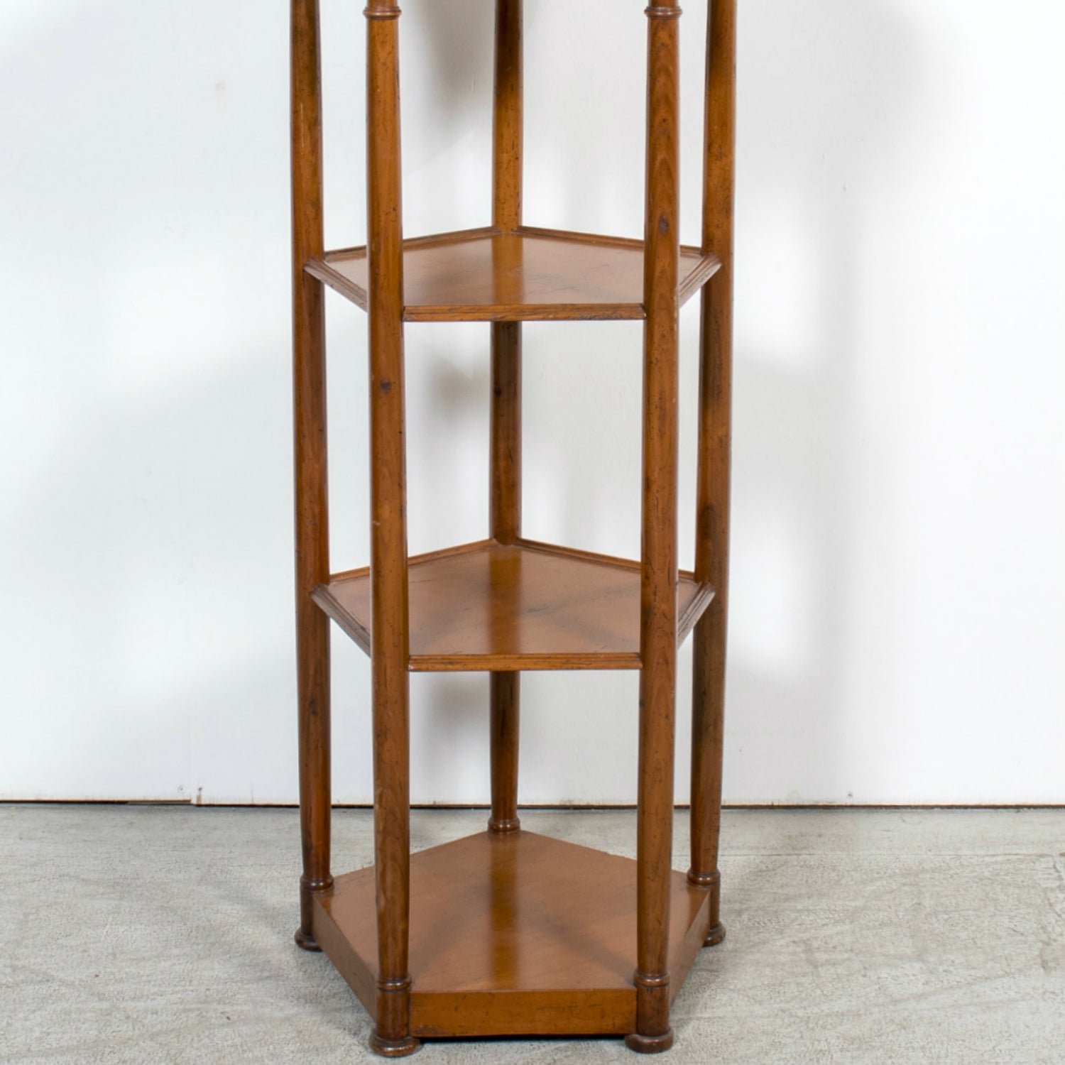 19th Century French Louis XVI Style Walnut Dessert Stand with Carrara Marble Top and Shelves