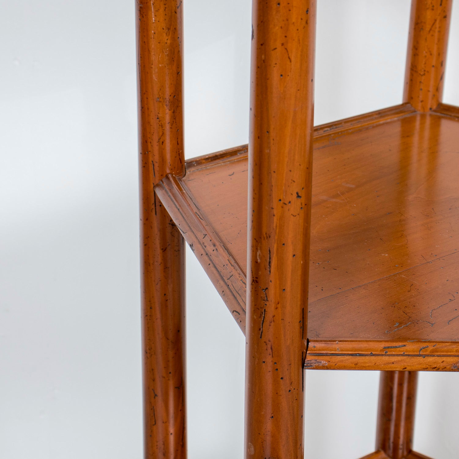 19th Century French Louis XVI Style Walnut Dessert Stand with Carrara Marble Top and Shelves