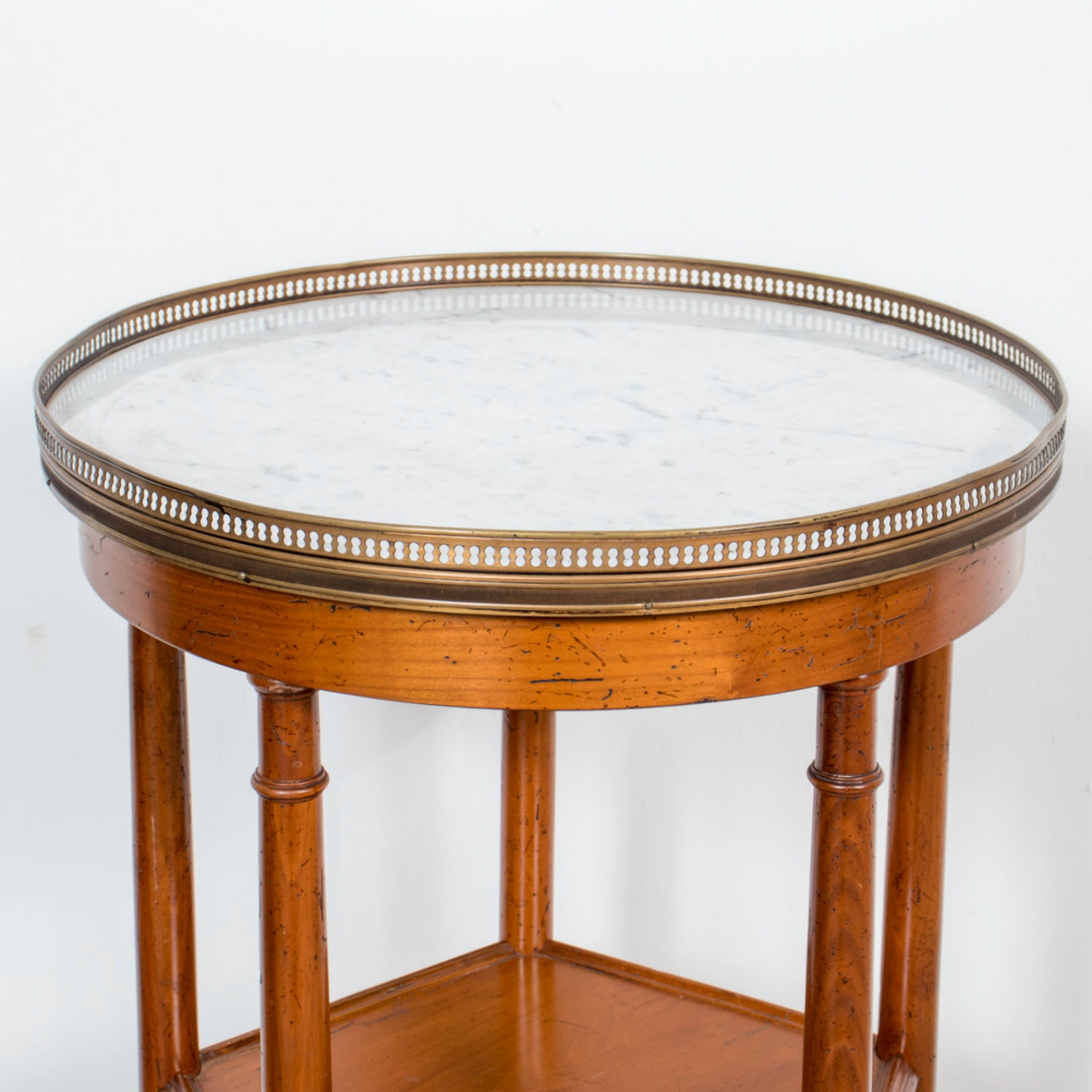 19th Century French Louis XVI Style Walnut Dessert Stand with Carrara Marble Top and Shelves