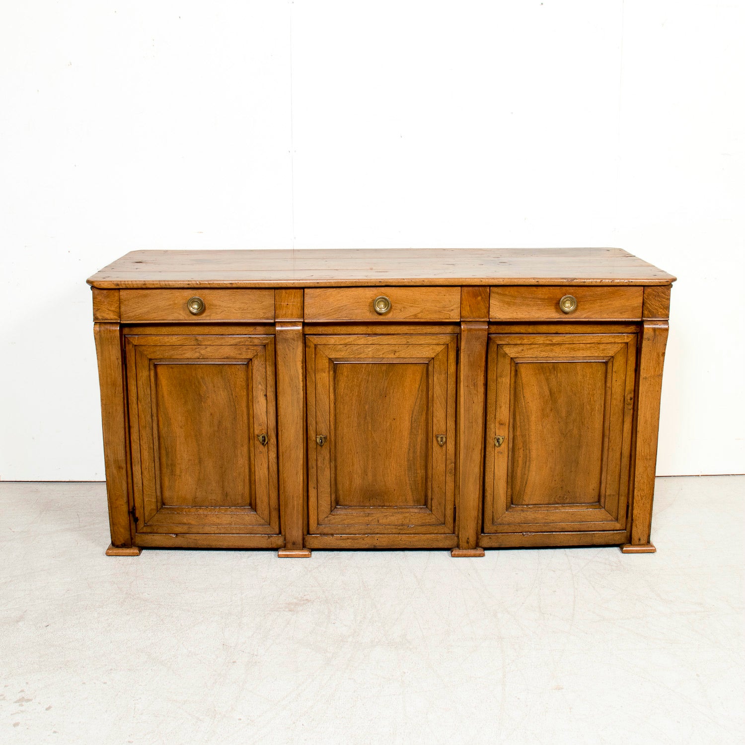 Rare 19th Century French Restauration Period Walnut Kitchen Island or Buffet