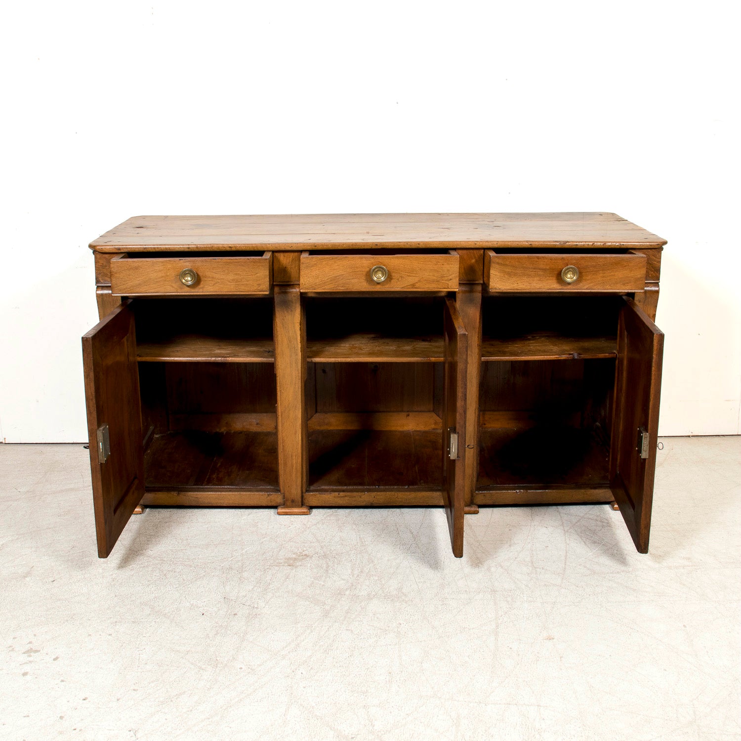 Rare 19th Century French Restauration Period Walnut Kitchen Island or Buffet