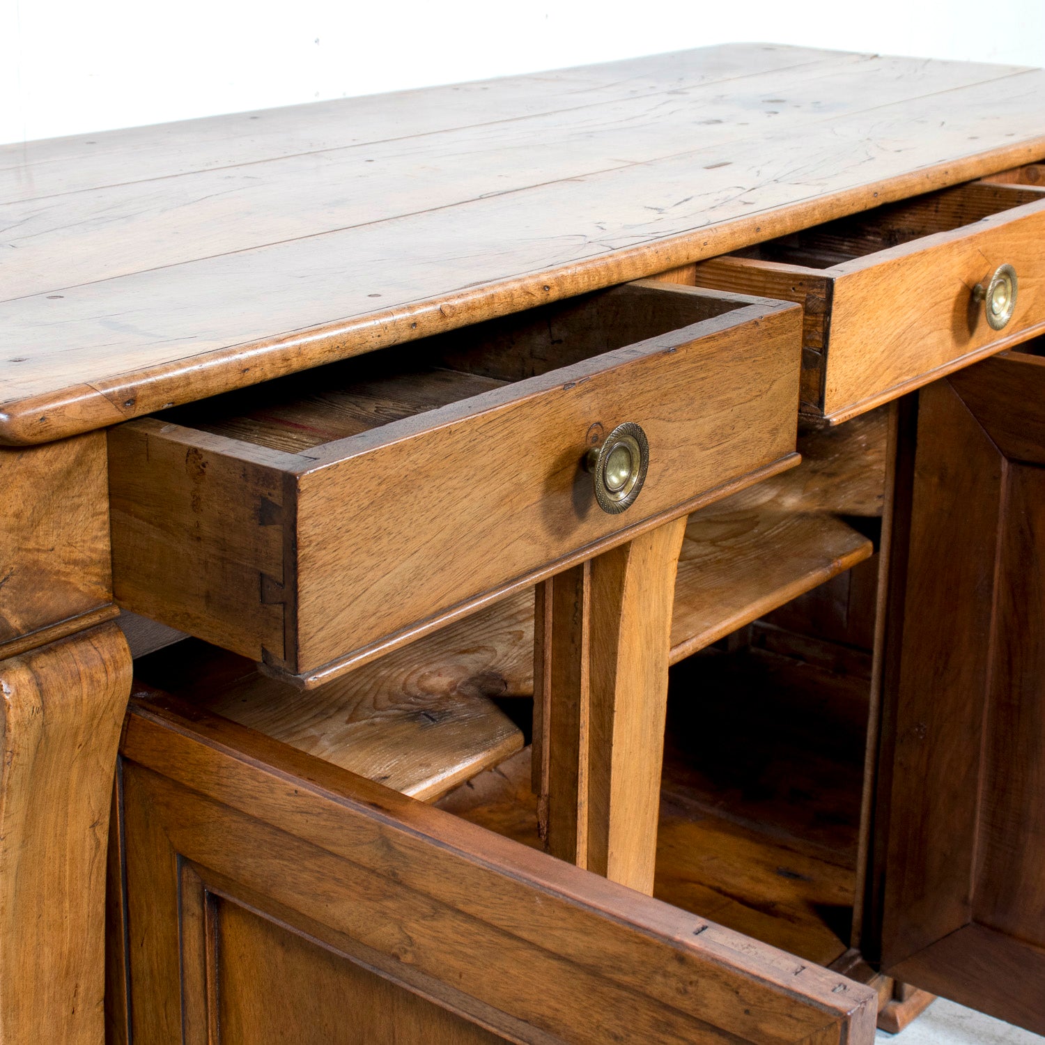 Rare 19th Century French Restauration Period Walnut Kitchen Island or Buffet