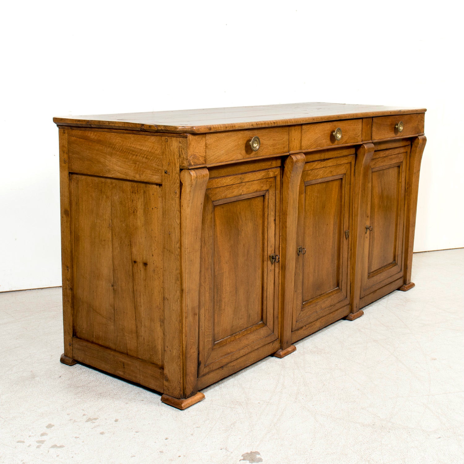 Rare 19th Century French Restauration Period Walnut Kitchen Island or Buffet