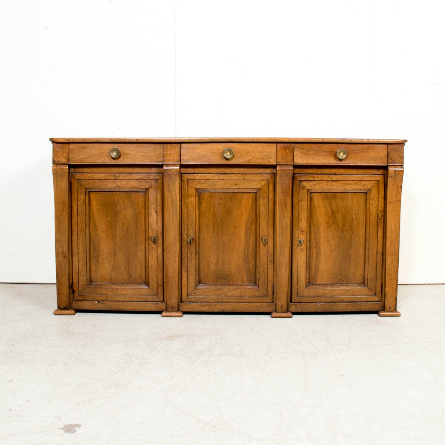 Rare 19th Century French Restauration Period Walnut Kitchen Island or Buffet