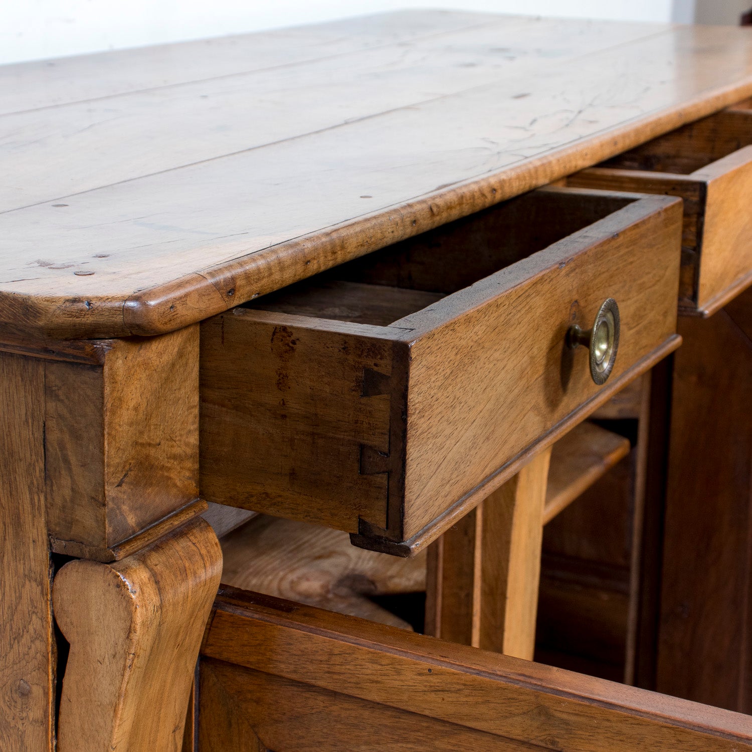 Rare 19th Century French Restauration Period Walnut Kitchen Island or Buffet
