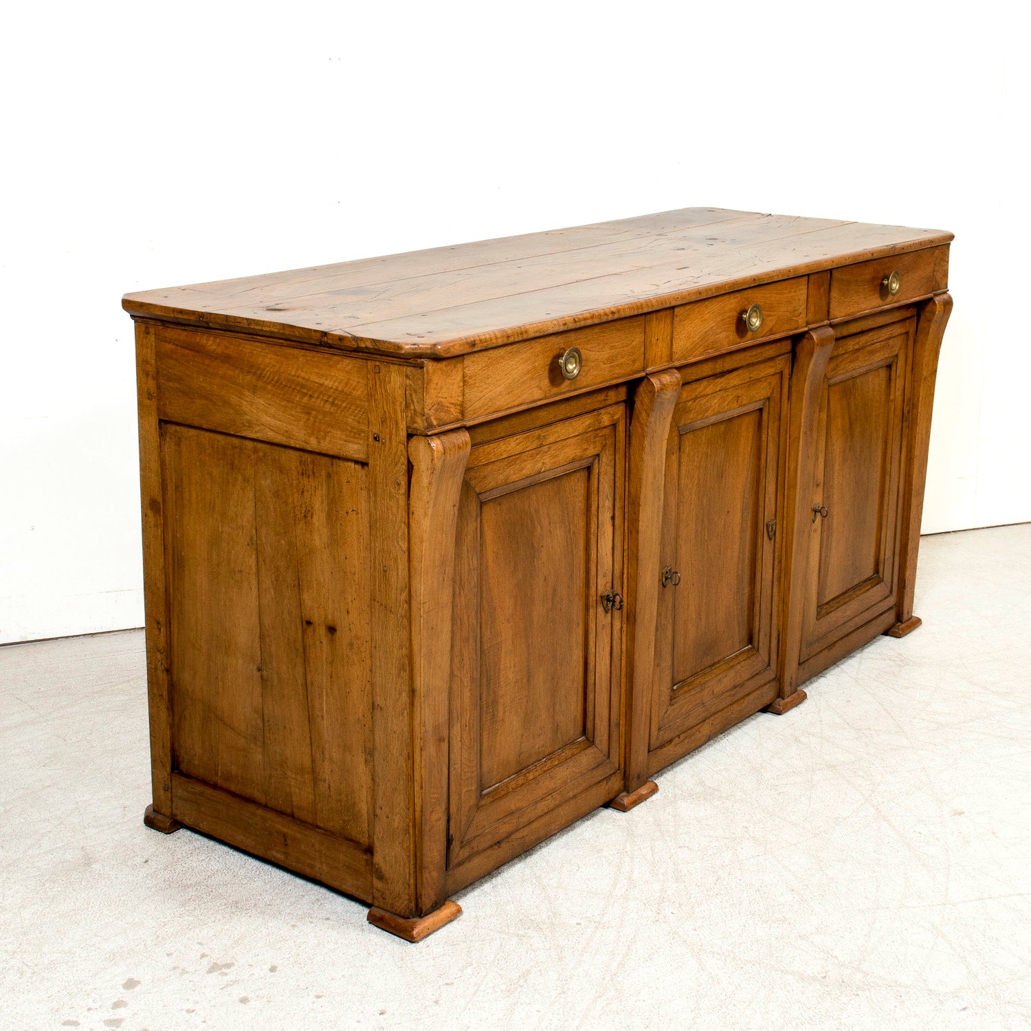 Rare 19th Century French Restauration Period Walnut Kitchen Island or Buffet