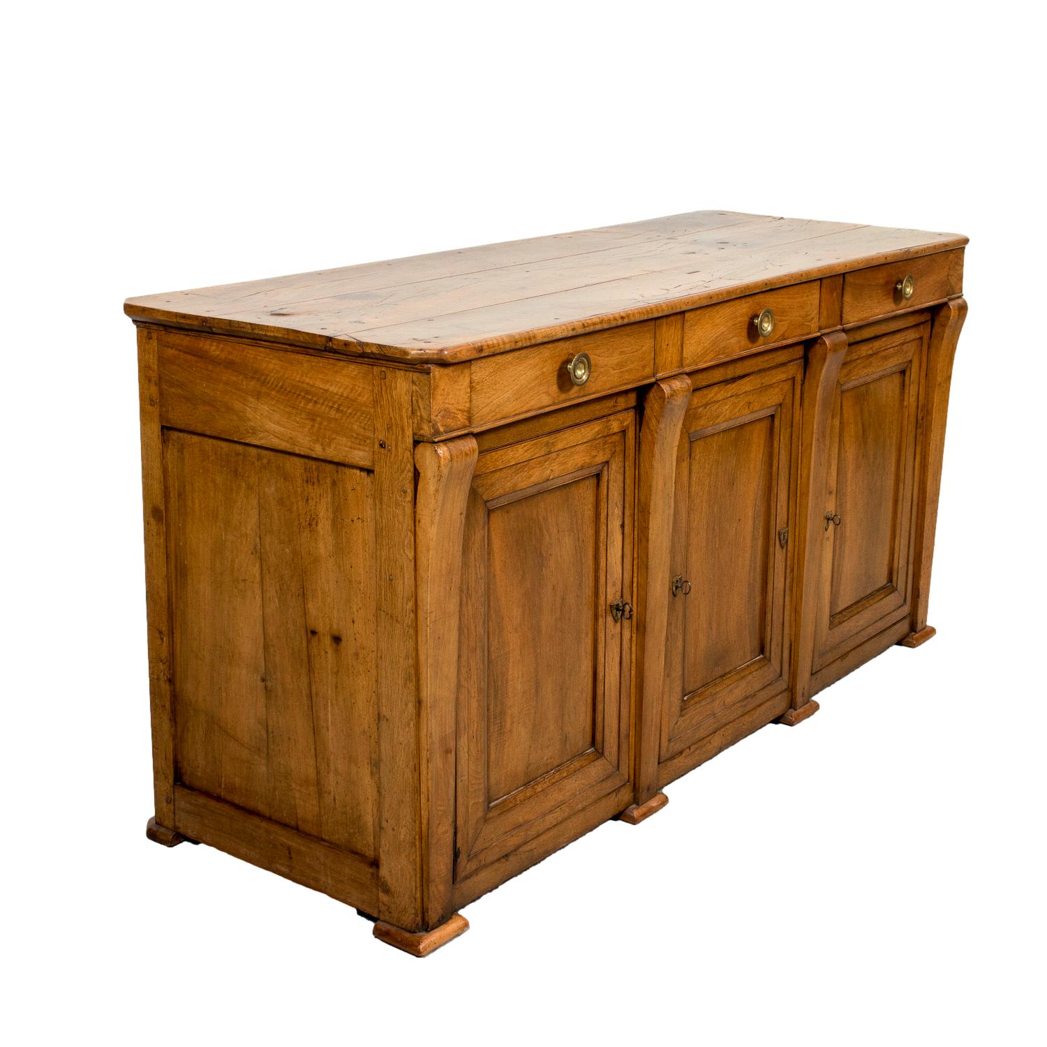 Rare 19th Century French Restauration Period Walnut Kitchen Island or Buffet