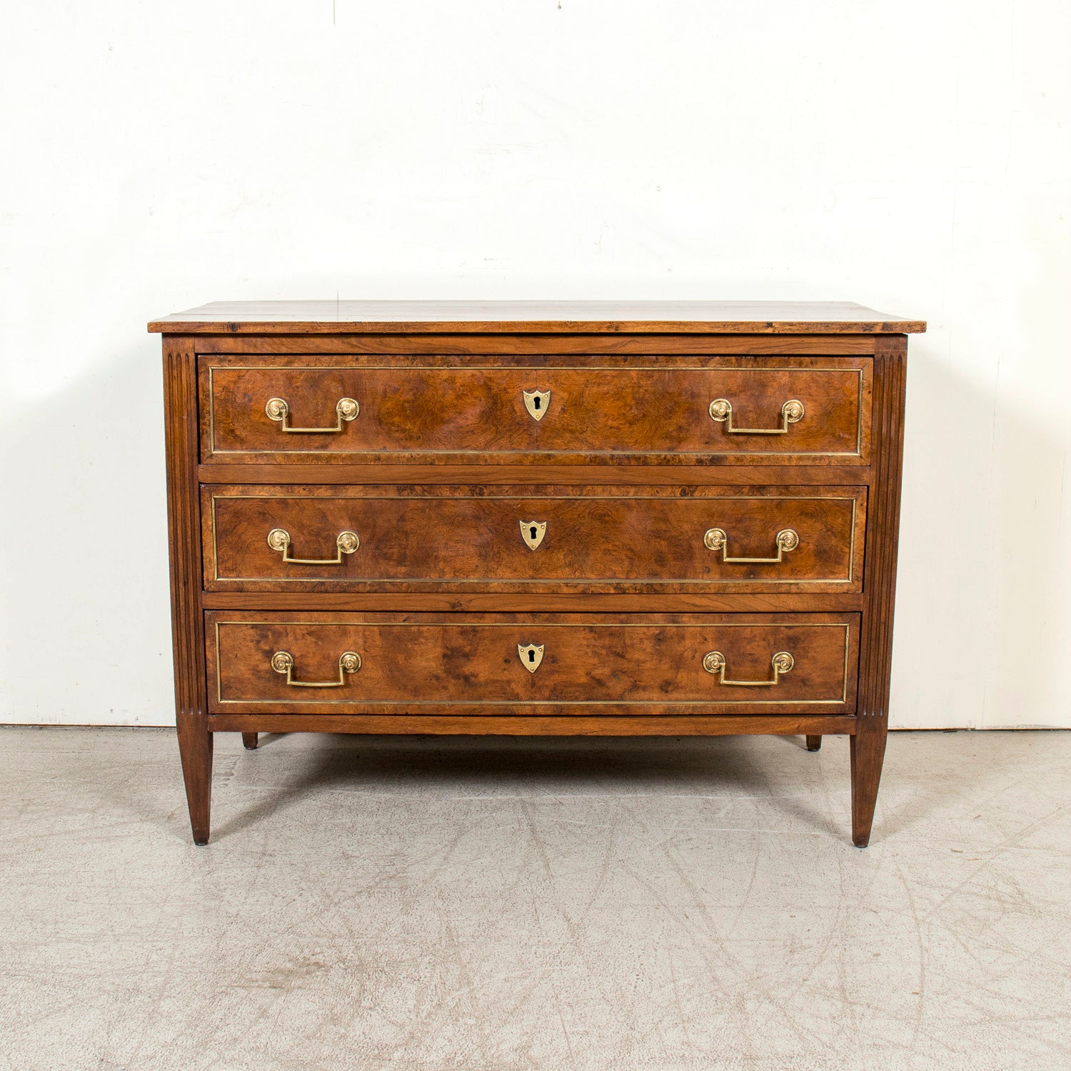 Late 18th Century French Louis XVI Period Walnut and Burl Walnut Commode