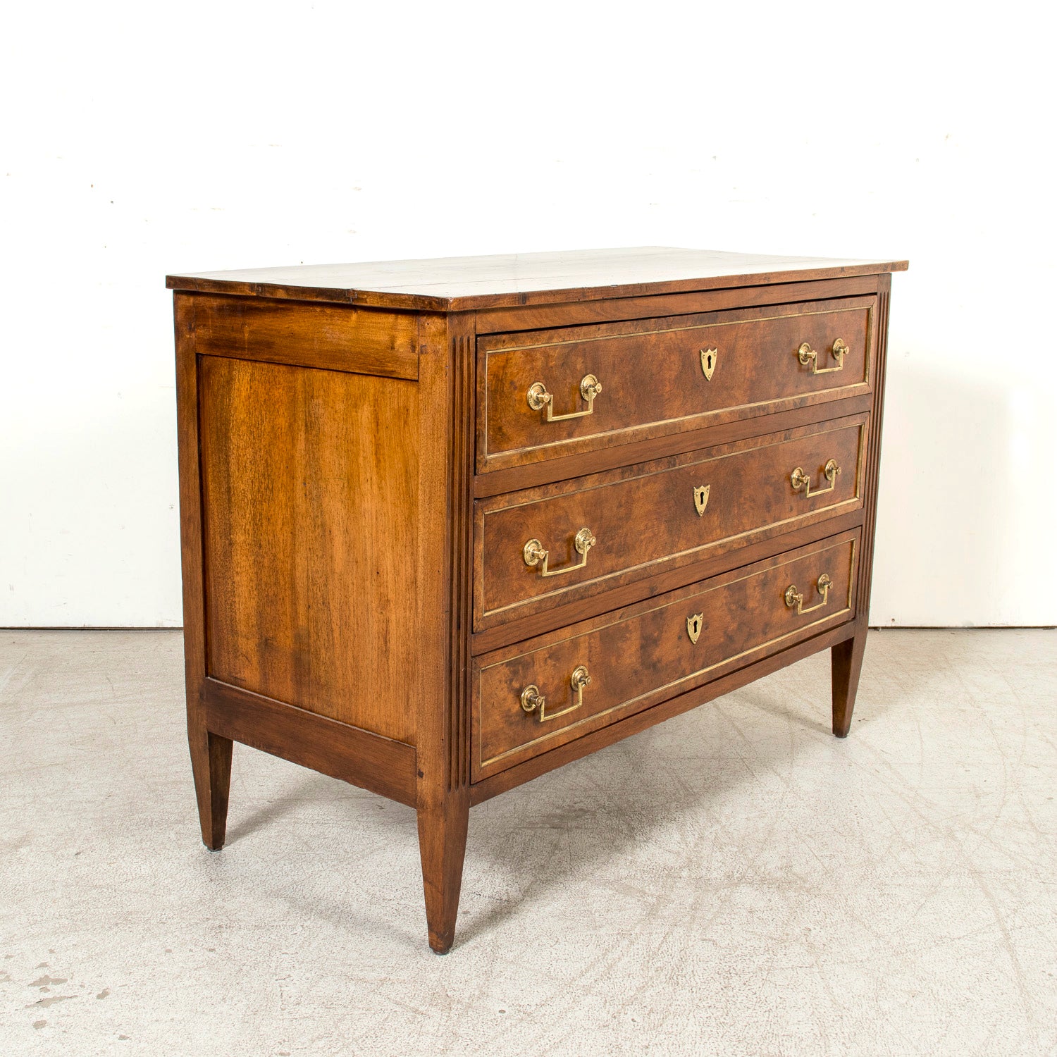Late 18th Century French Louis XVI Period Walnut and Burl Walnut Commode