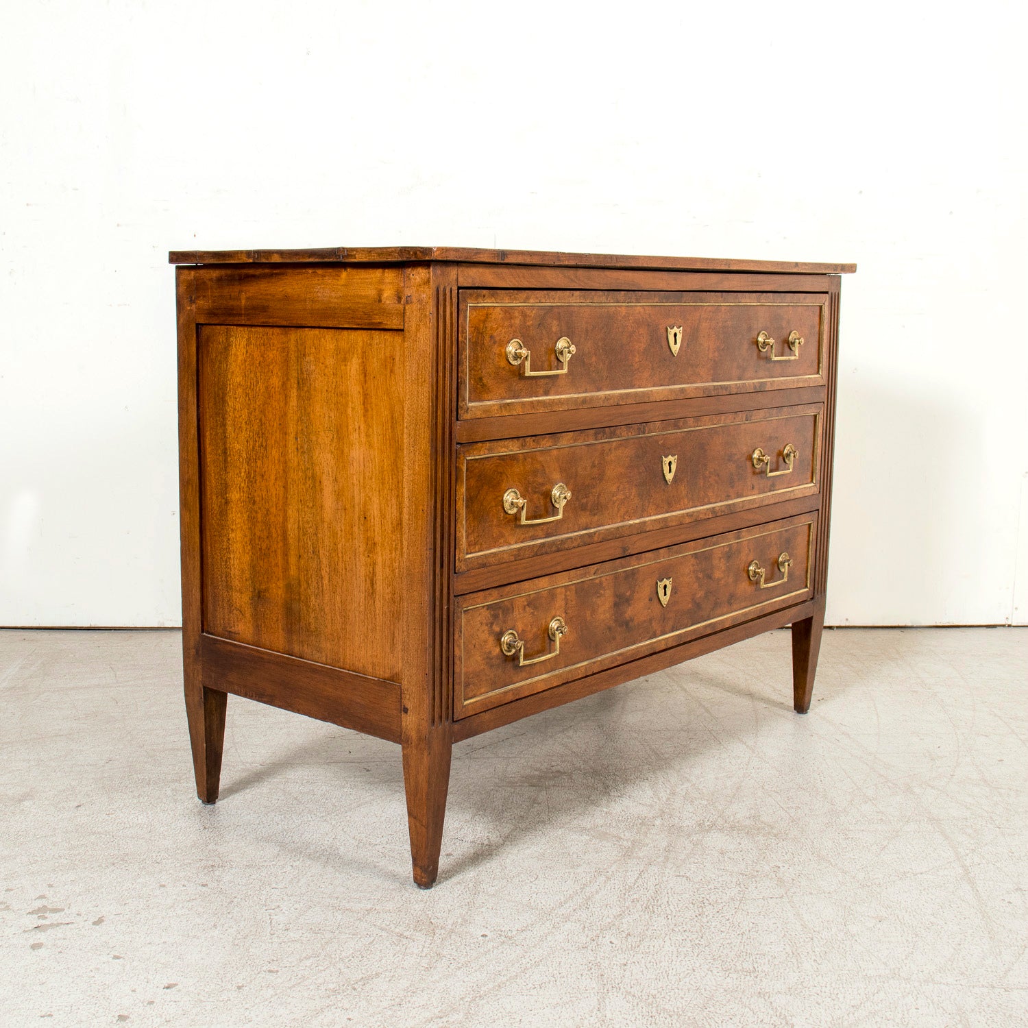Late 18th Century French Louis XVI Period Walnut and Burl Walnut Commode