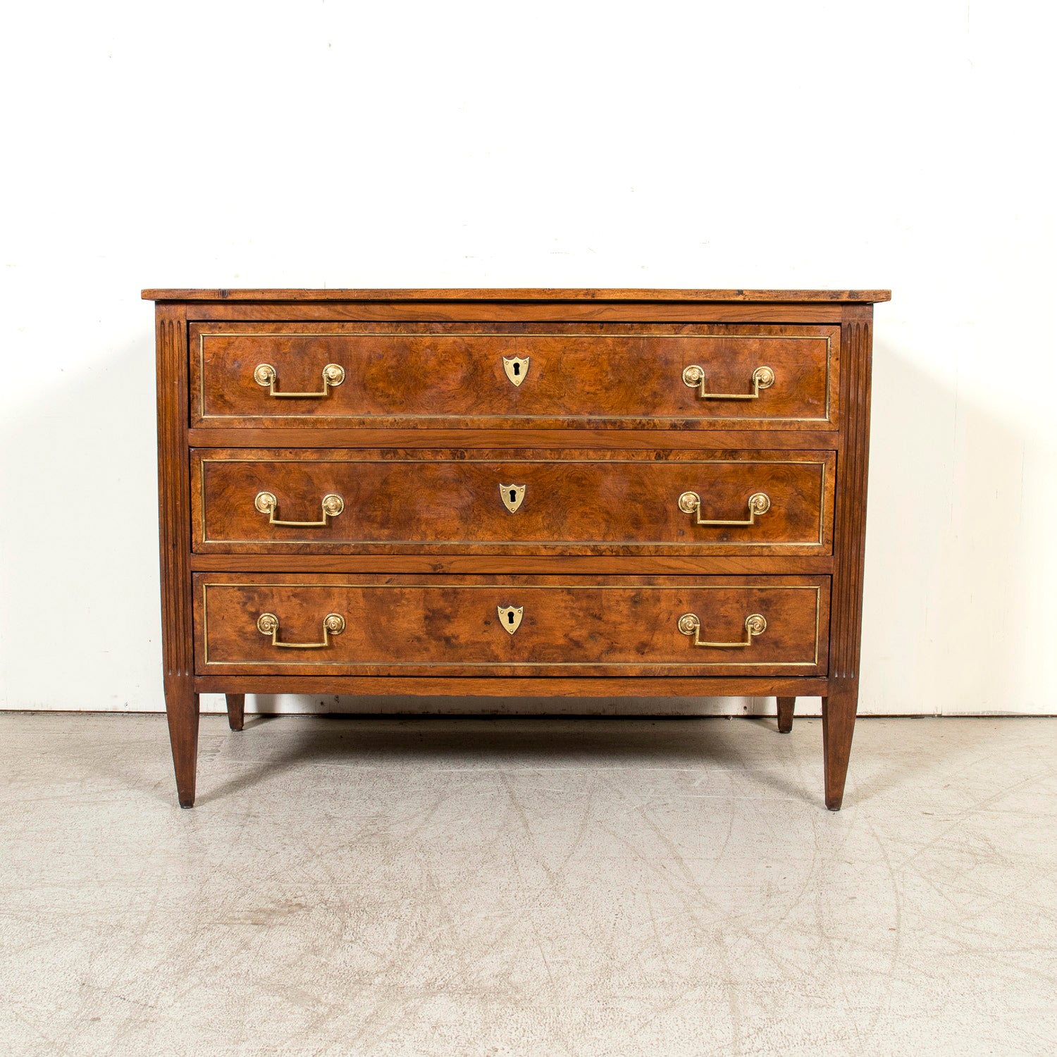 Late 18th Century French Louis XVI Period Walnut and Burl Walnut Commode