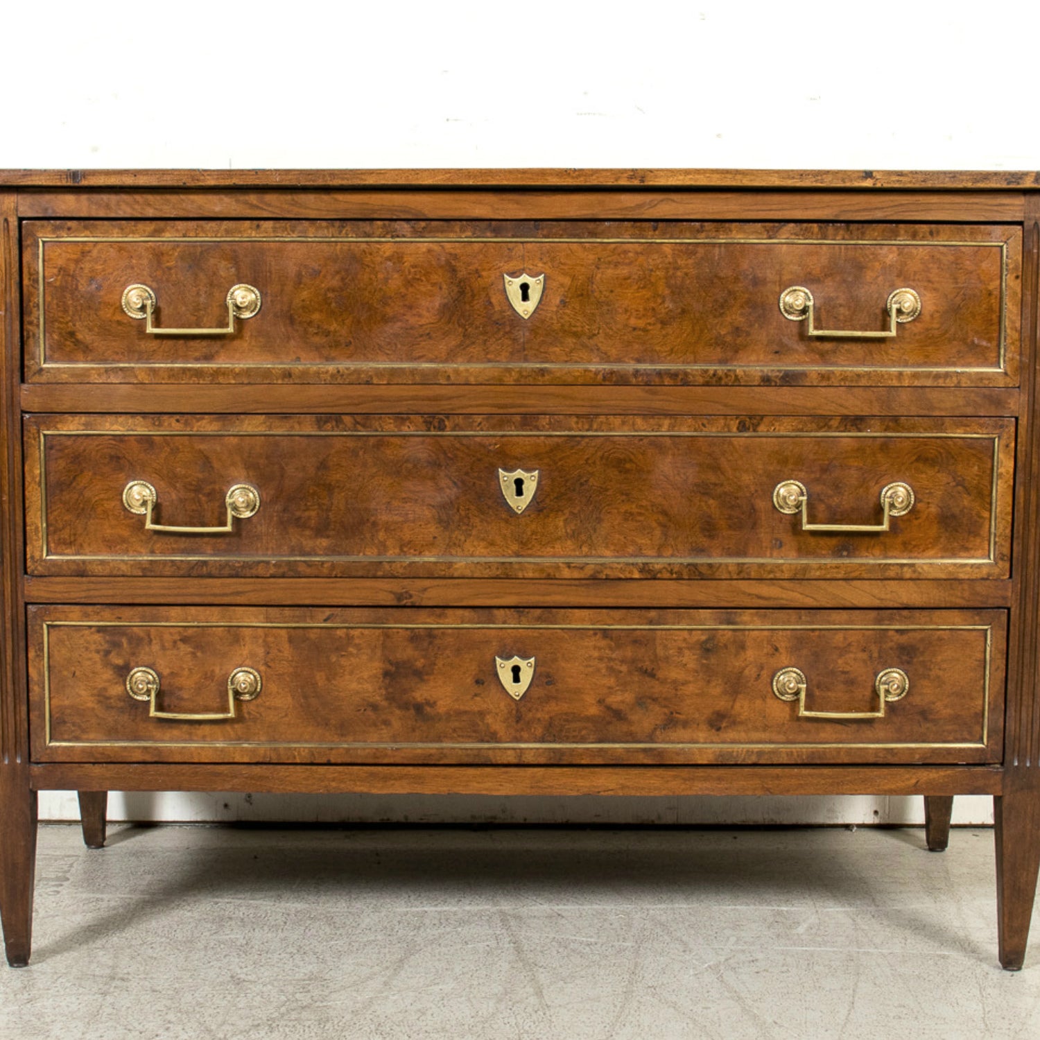 Late 18th Century French Louis XVI Period Walnut and Burl Walnut Commode
