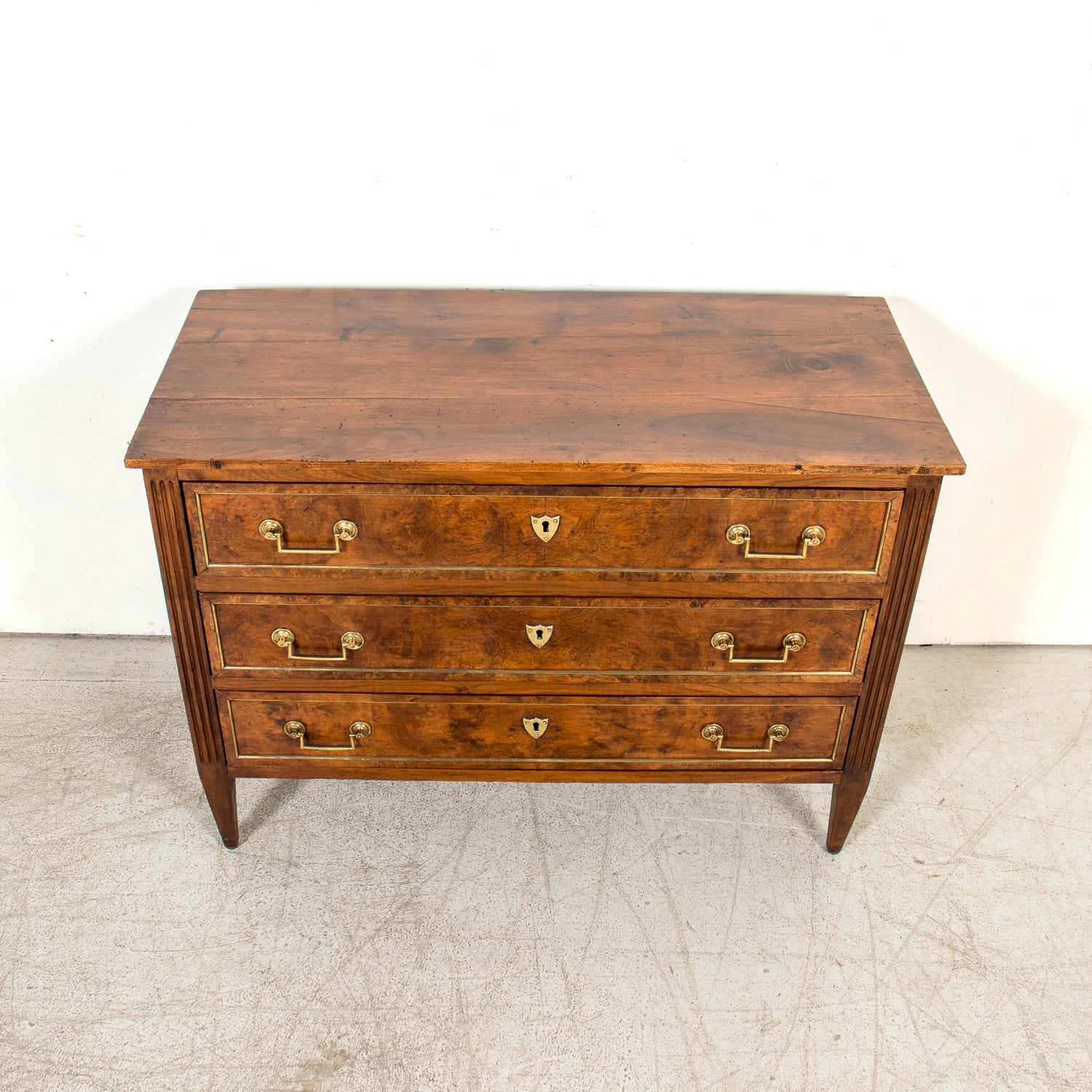 Late 18th Century French Louis XVI Period Walnut and Burl Walnut Commode