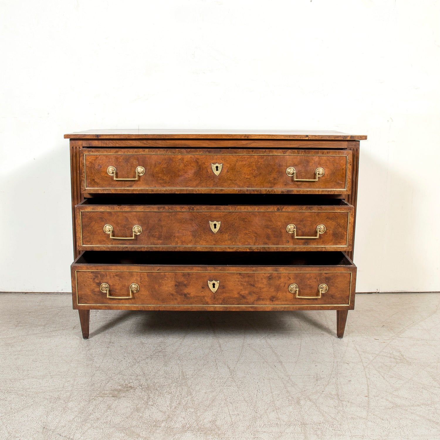 Late 18th Century French Louis XVI Period Walnut and Burl Walnut Commode