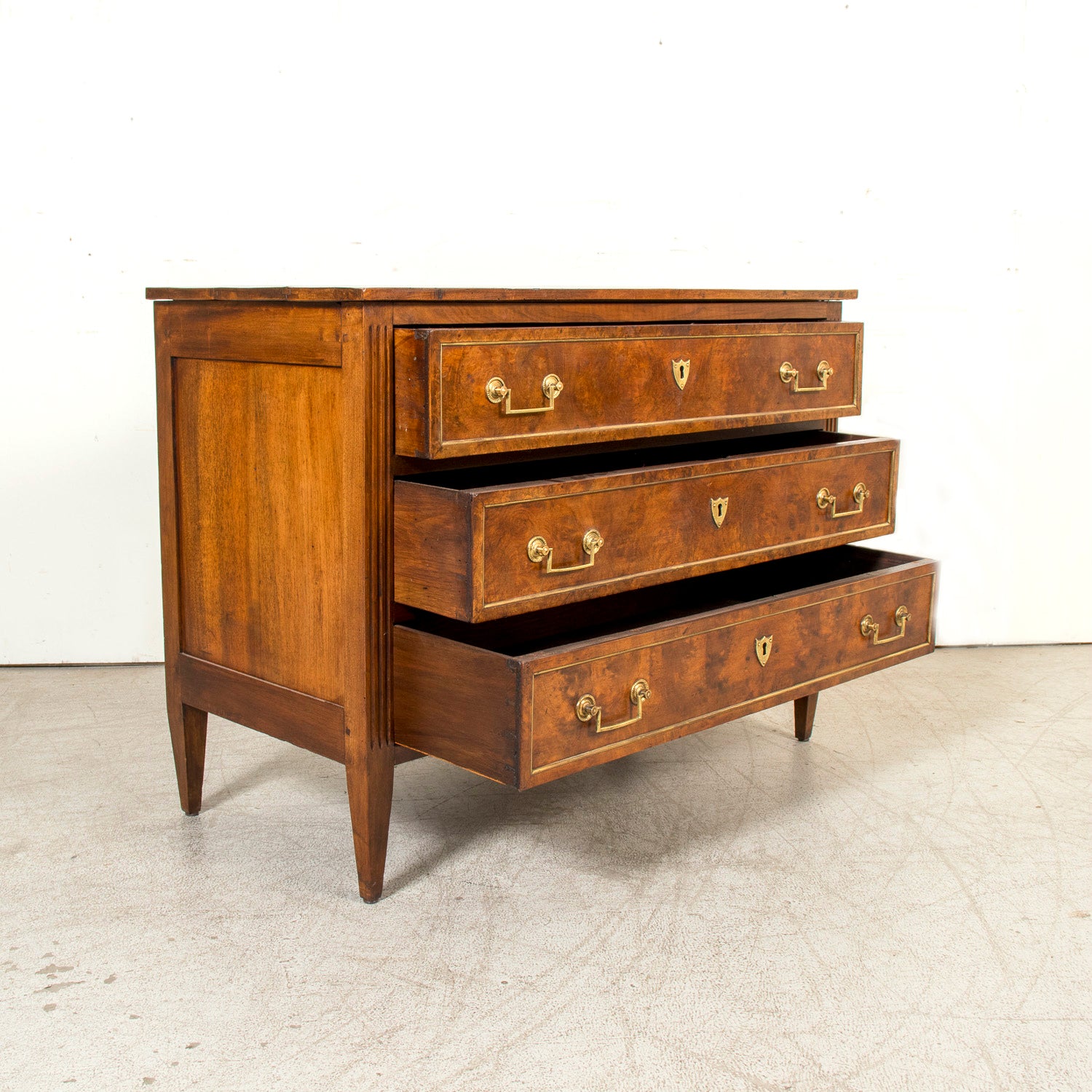 Late 18th Century French Louis XVI Period Walnut and Burl Walnut Commode