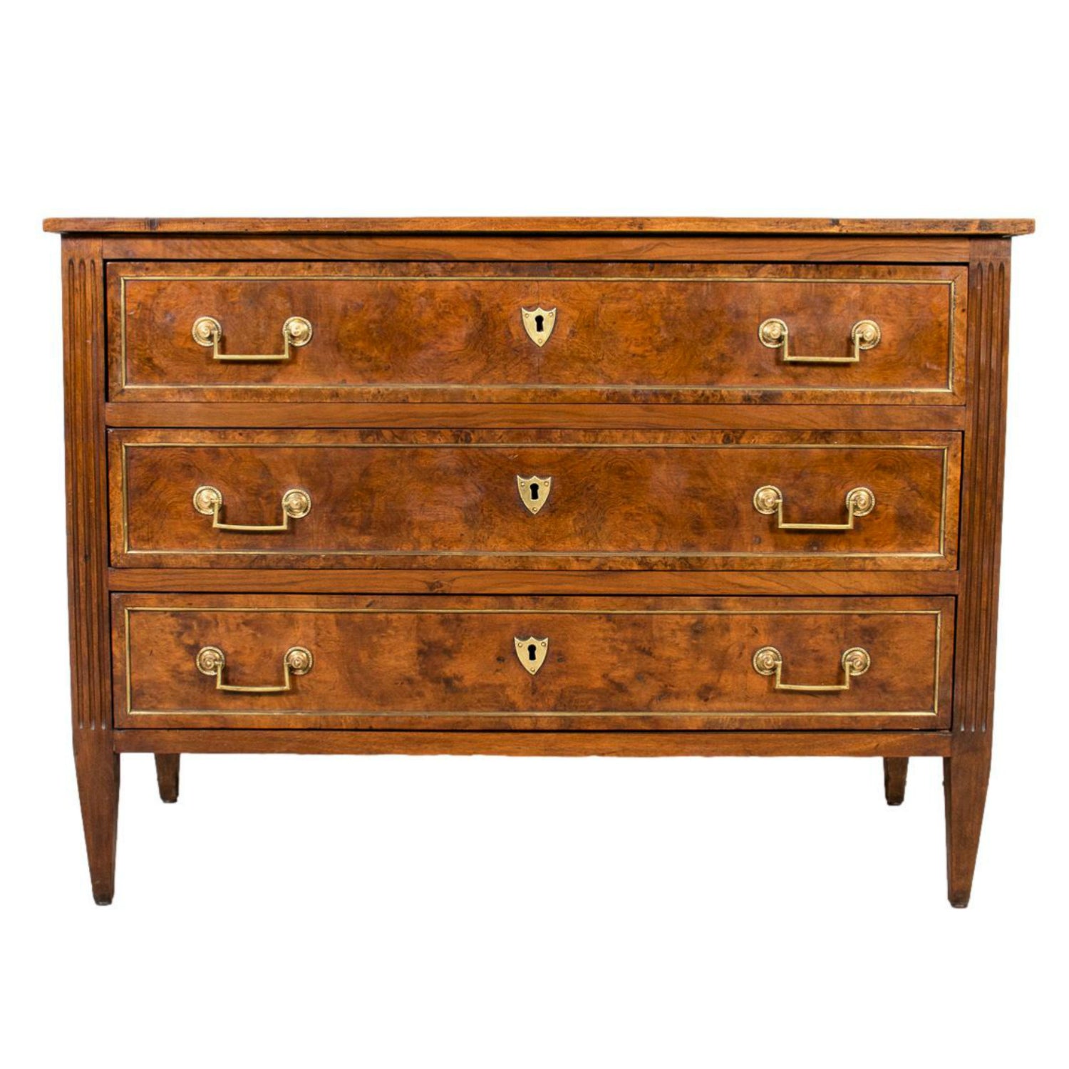 Late 18th Century French Louis XVI Period Walnut and Burl Walnut Commode