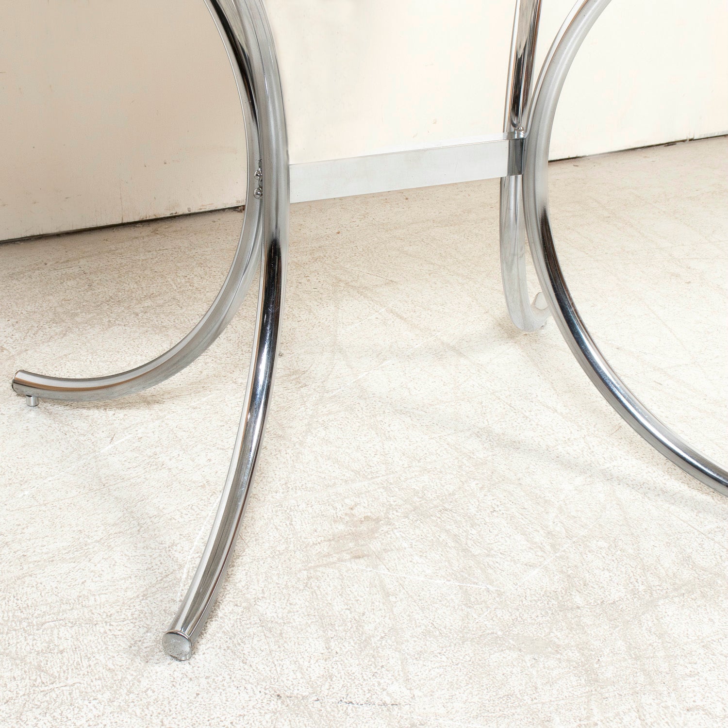 Vintage Mid-Century Modern French Oval Marble Top Dining Table with Chrome Base