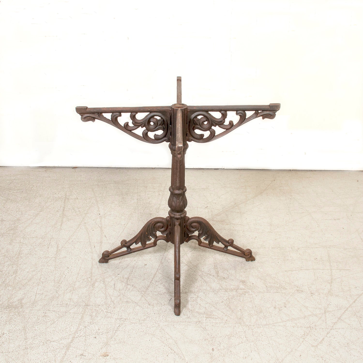 Large Antique French Parisian Bistro Table with Iron Base and Marble Top