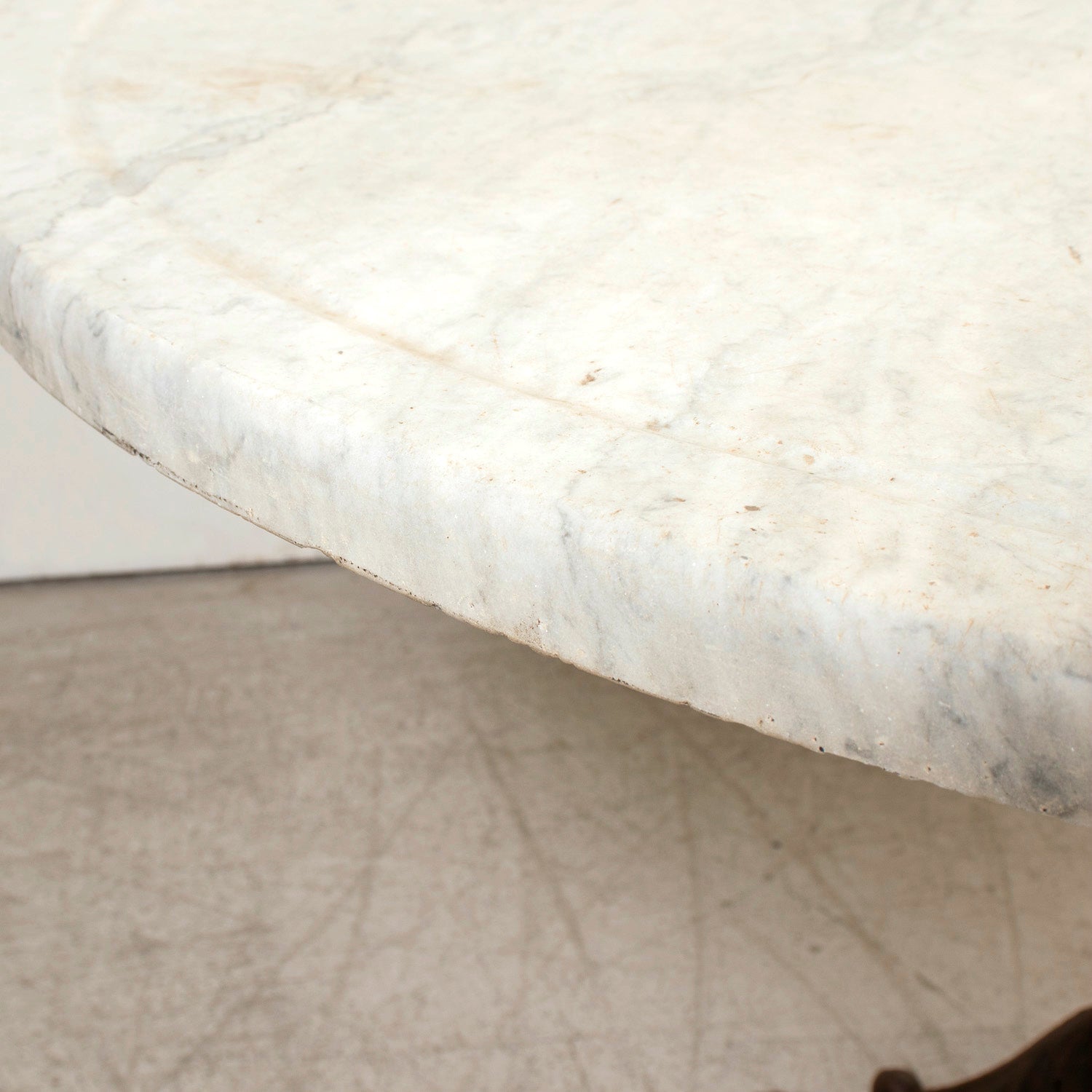 Large Antique French Parisian Bistro Table with Iron Base and Marble Top