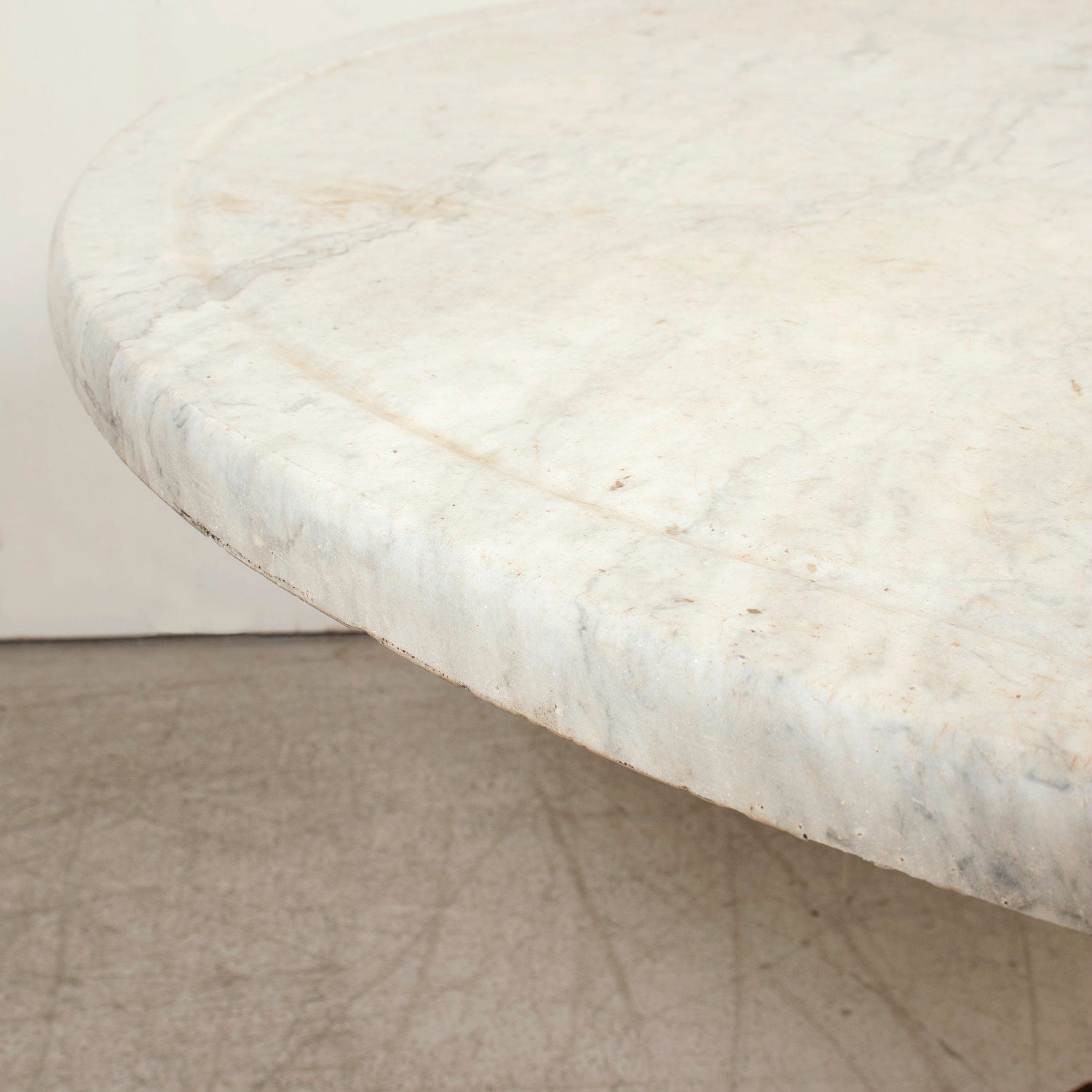 Large Antique French Parisian Bistro Table with Iron Base and Marble Top