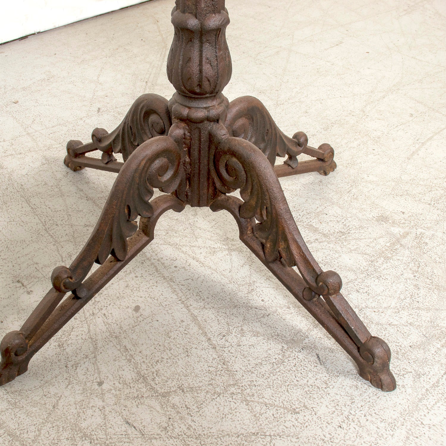 Large Antique French Parisian Bistro Table with Iron Base and Marble Top