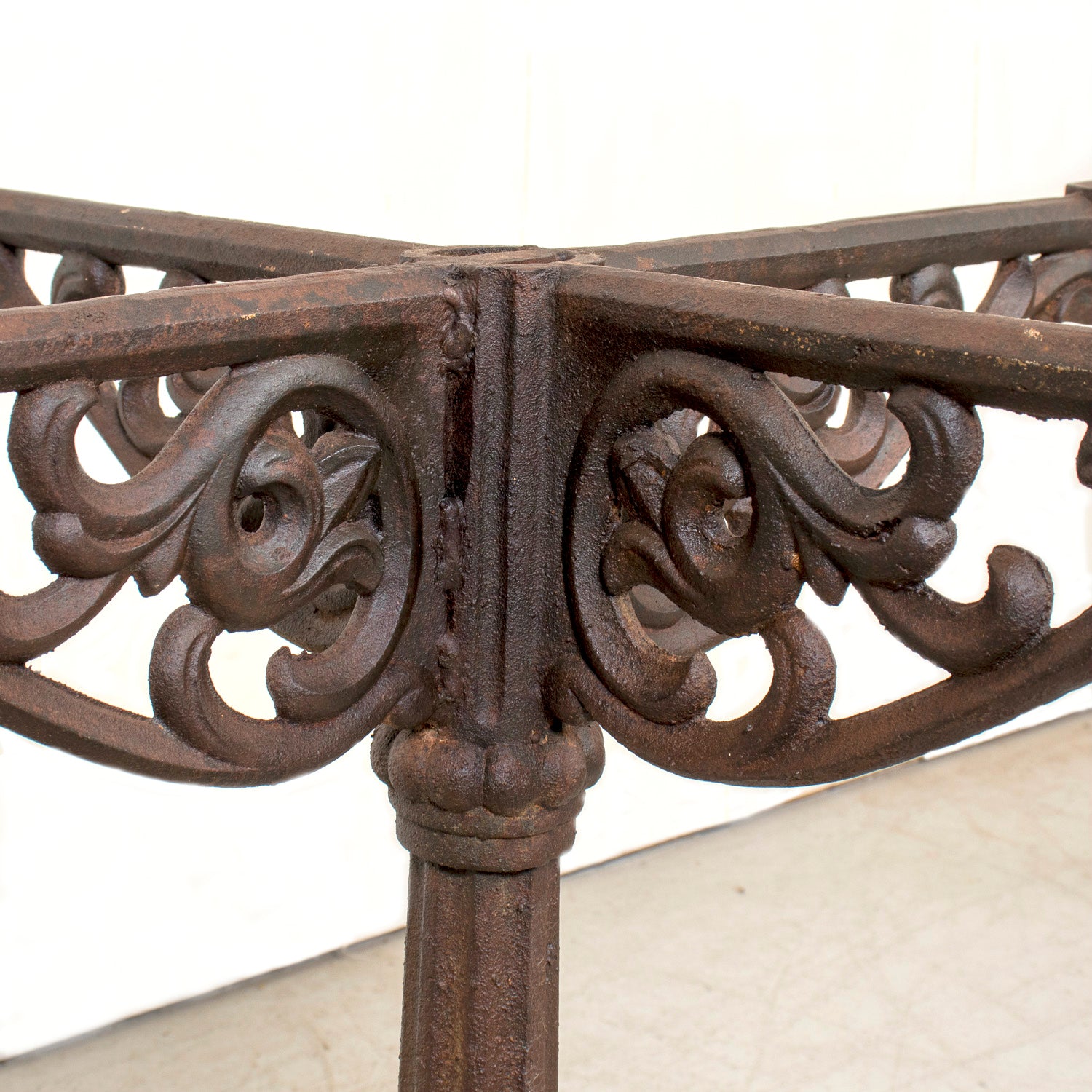 Large Antique French Parisian Bistro Table with Iron Base and Marble Top